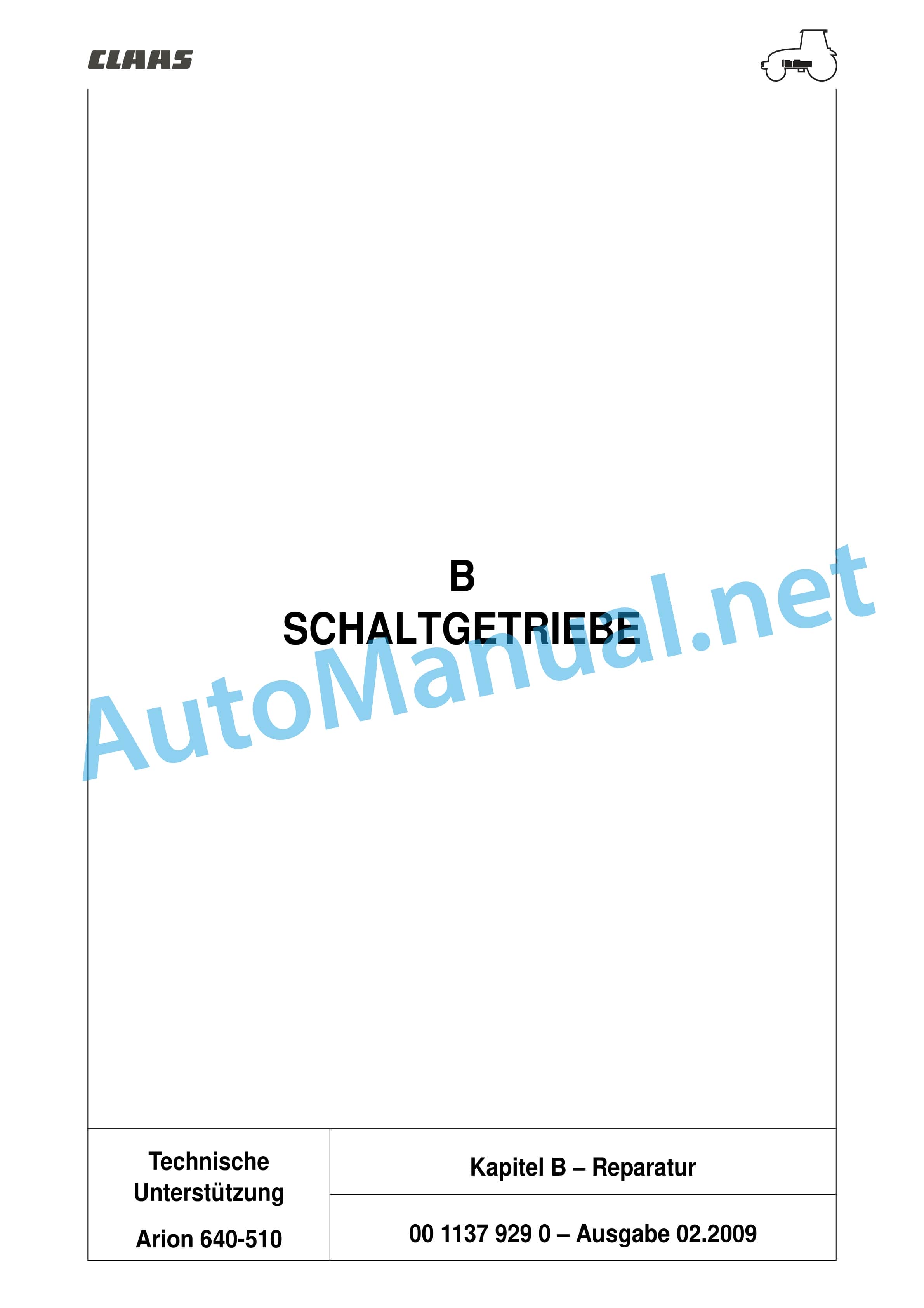Claas ARION 540-510 (A18) Tractor Repair Manual DE 9 Claas ARION 540-510 (A18) Tractor Repair Manual DE - Image 9