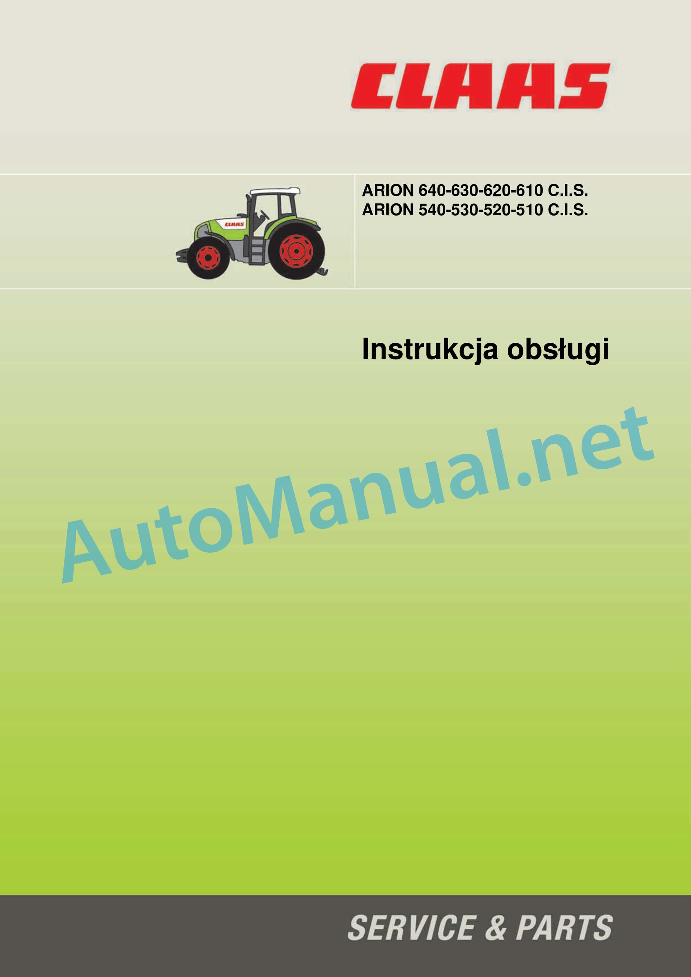 Alternative view of Claas ARION 540-510 (A18) Tractors Operator Manual PL