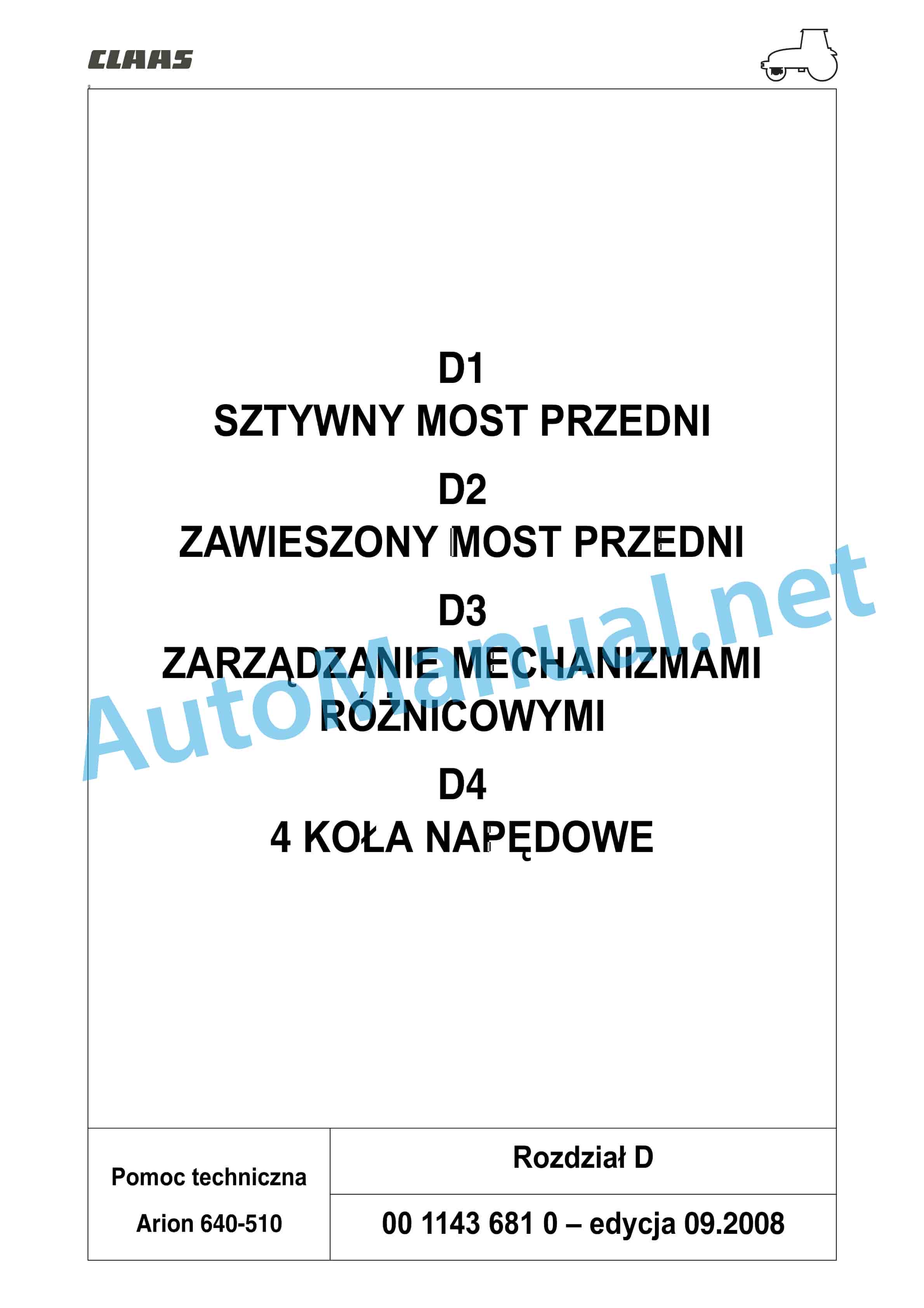 Claas ARION 540-510 (A18) Tractors Repair Manual PL 14 Claas ARION 540-510 (A18) Tractors Repair Manual PL - Image 14