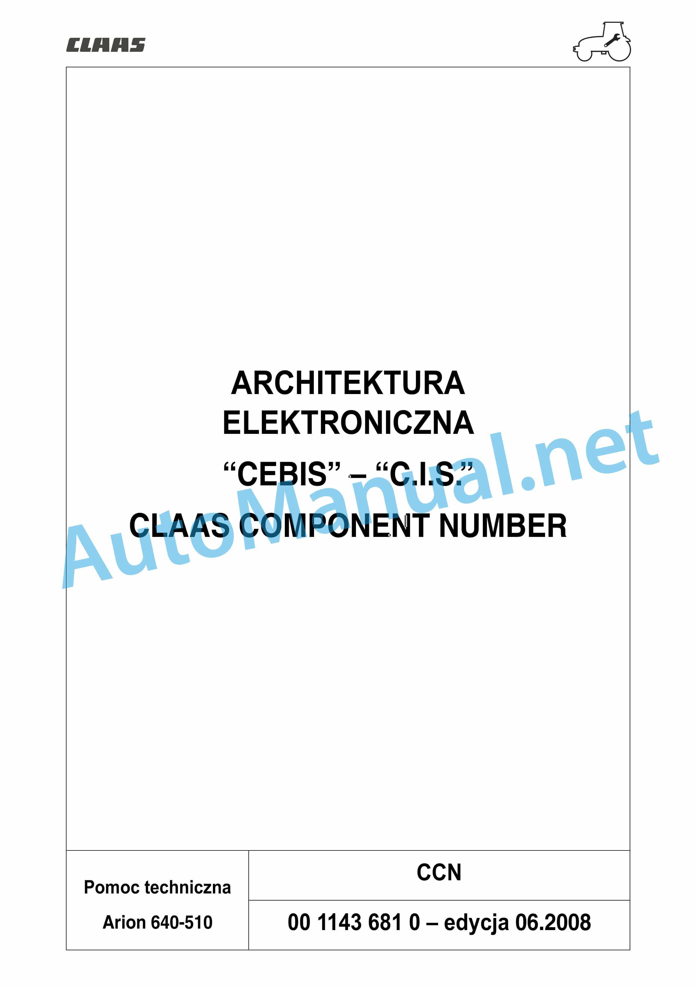 Claas ARION 540-510 (A18) Tractors Repair Manual PL 15 Claas ARION 540-510 (A18) Tractors Repair Manual PL - Image 15
