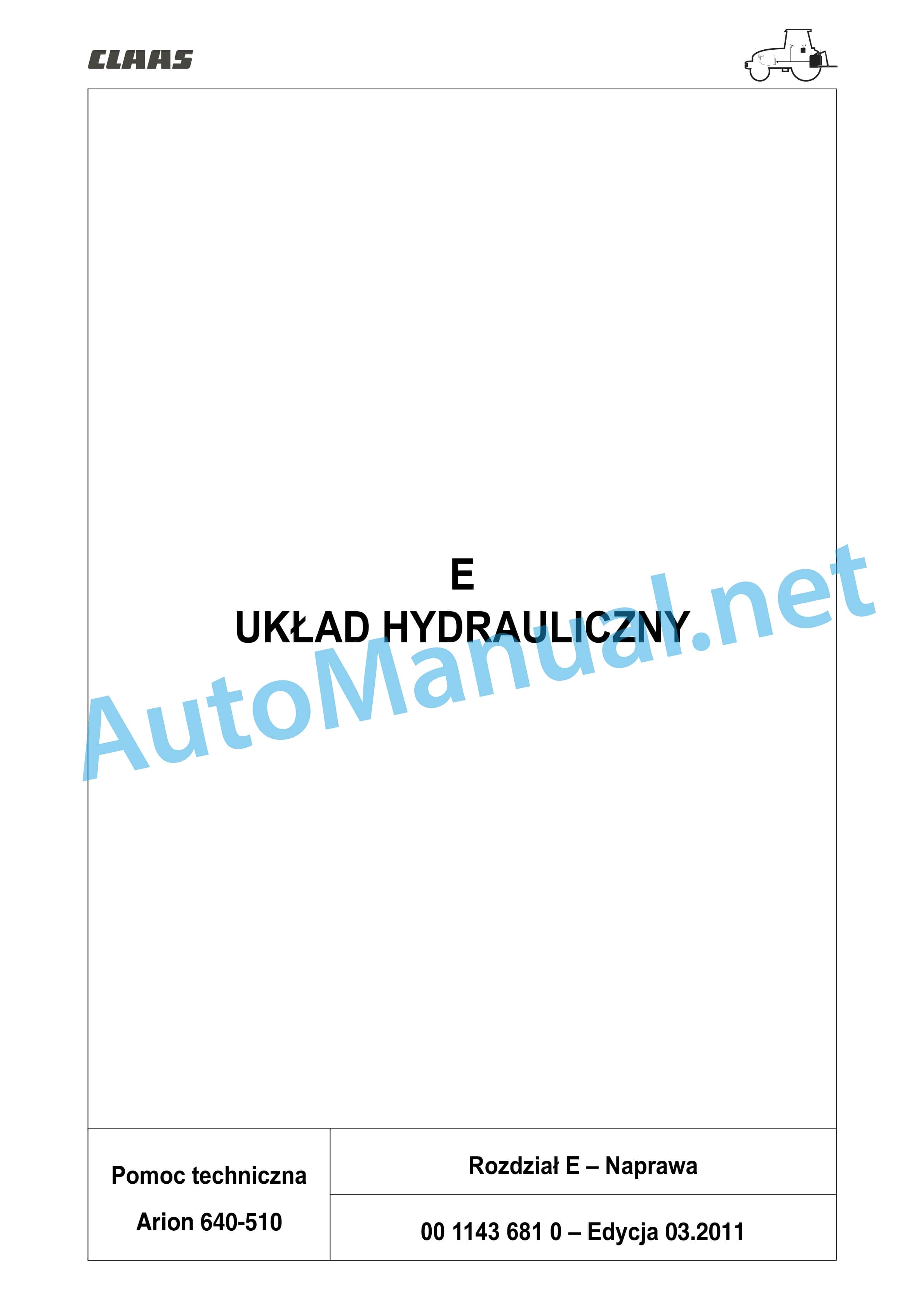 Alternative view of Claas ARION 540-510 (A18) Tractors Repair Manual PL