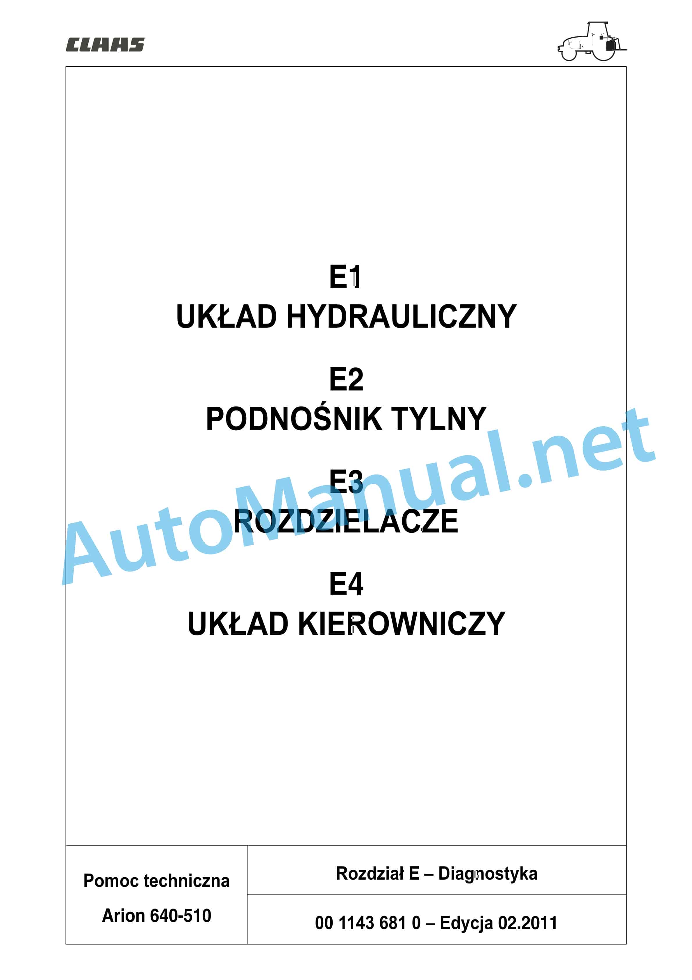 Claas ARION 540-510 (A18) Tractors Repair Manual PL 5 Claas ARION 540-510 (A18) Tractors Repair Manual PL - Image 5