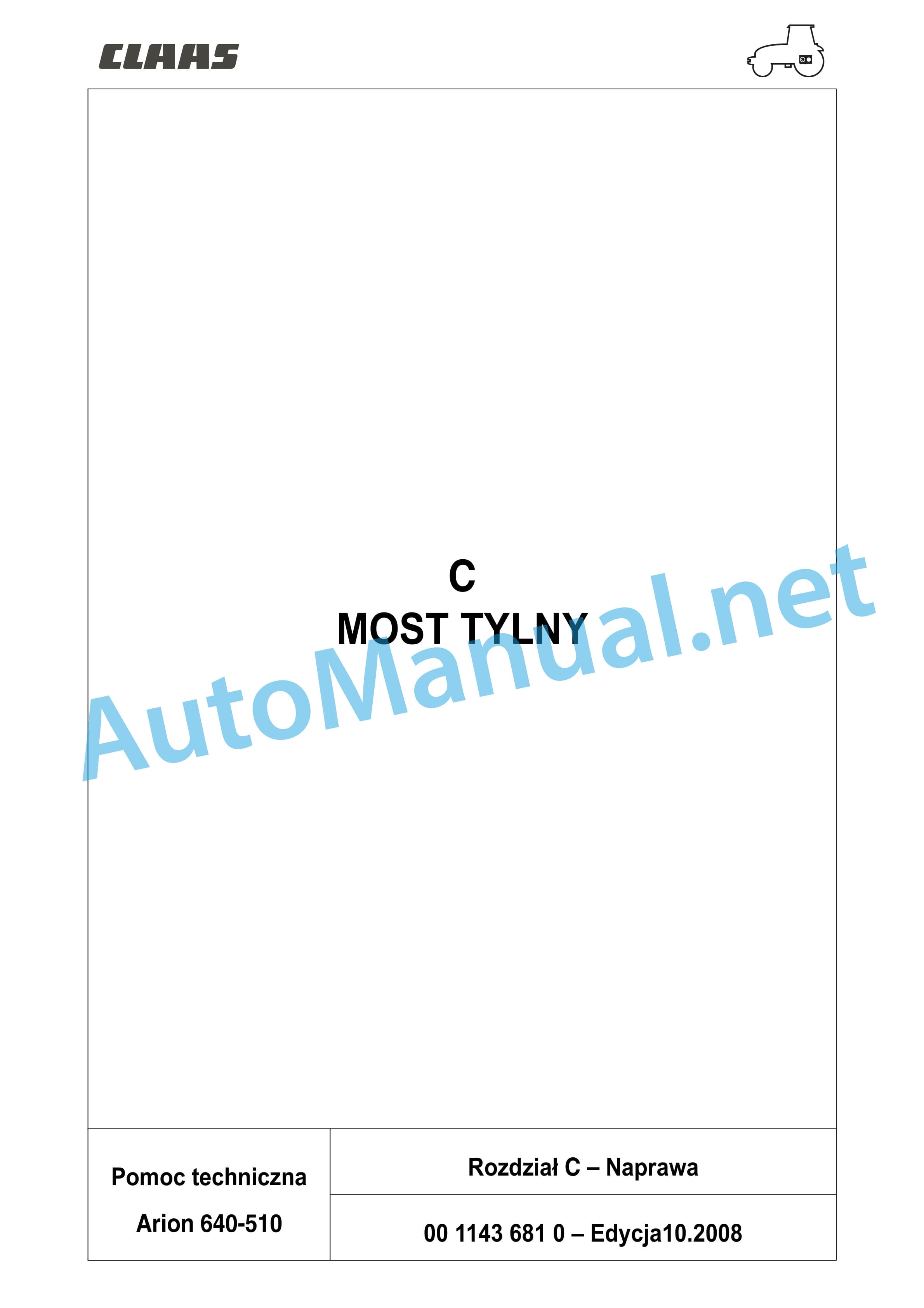 Claas ARION 540-510 (A18) Tractors Repair Manual PL 8 Claas ARION 540-510 (A18) Tractors Repair Manual PL - Image 8