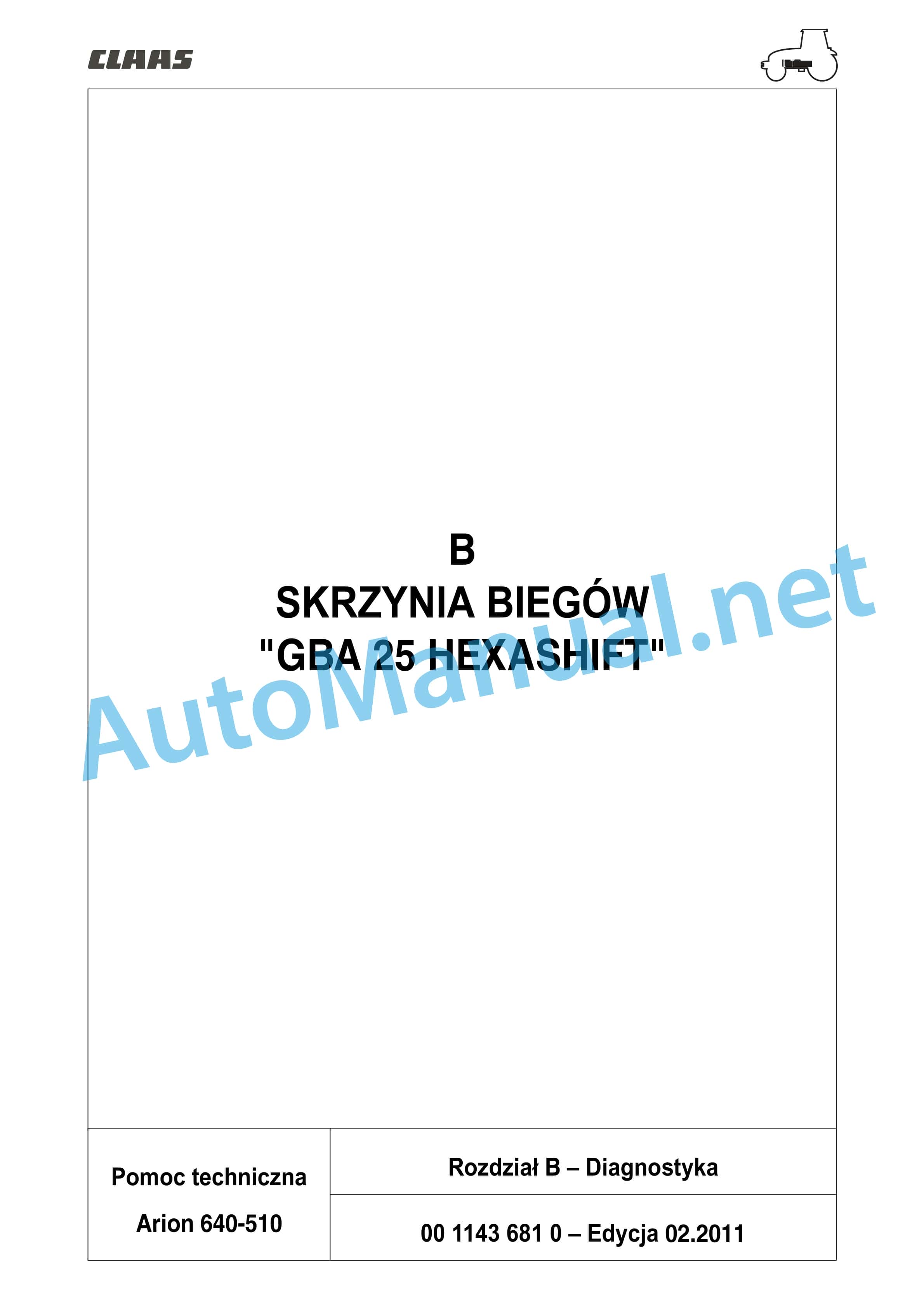Claas ARION 540-510 (A18) Tractors Repair Manual PL 9 Claas ARION 540-510 (A18) Tractors Repair Manual PL - Image 9