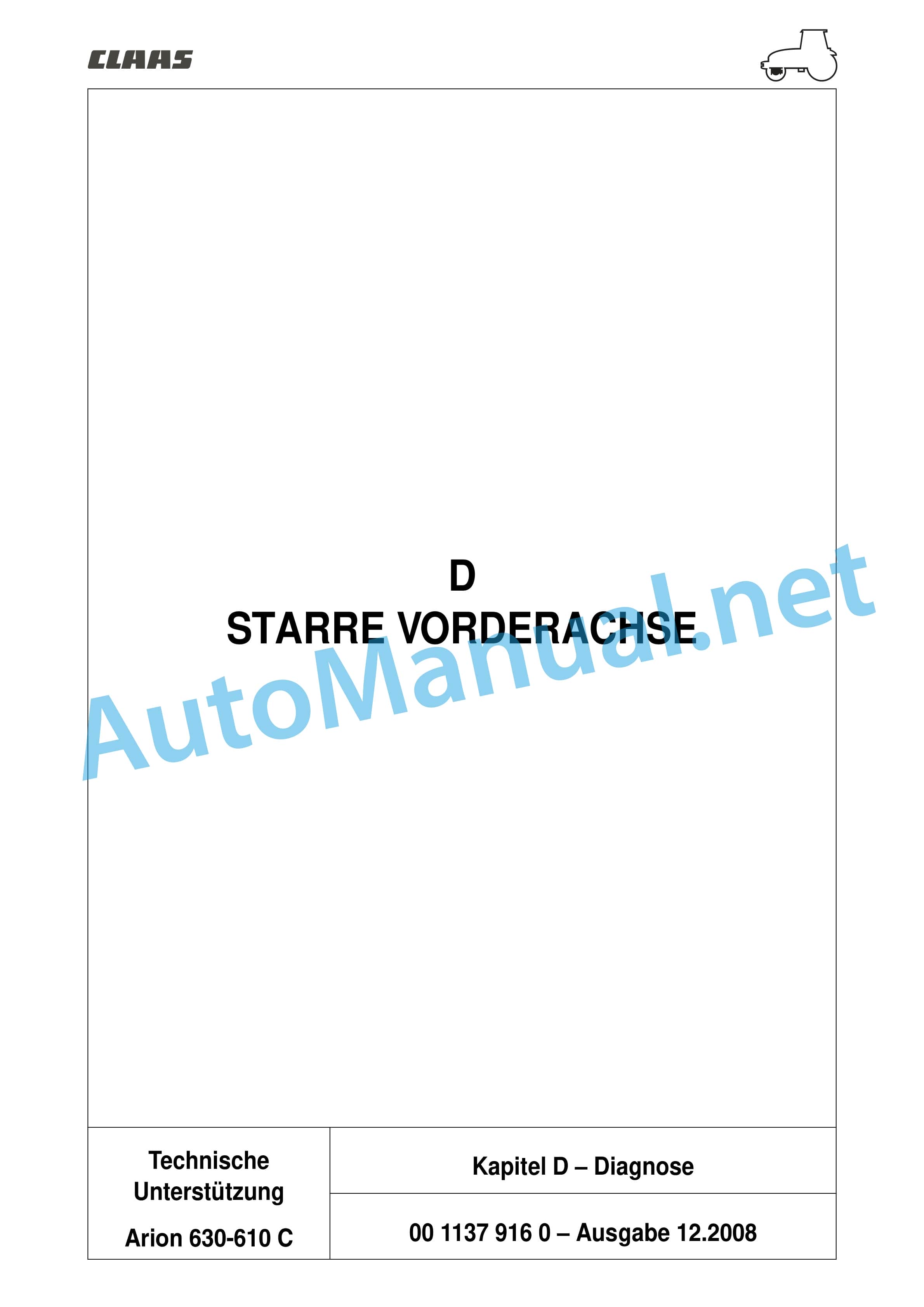 Claas ARION 640 630 620 610 600 C (A20) Tractors Repair Manual DE 11 Claas ARION 640 630 620 610 600 C (A20) Tractors Repair Manual DE - Image 11