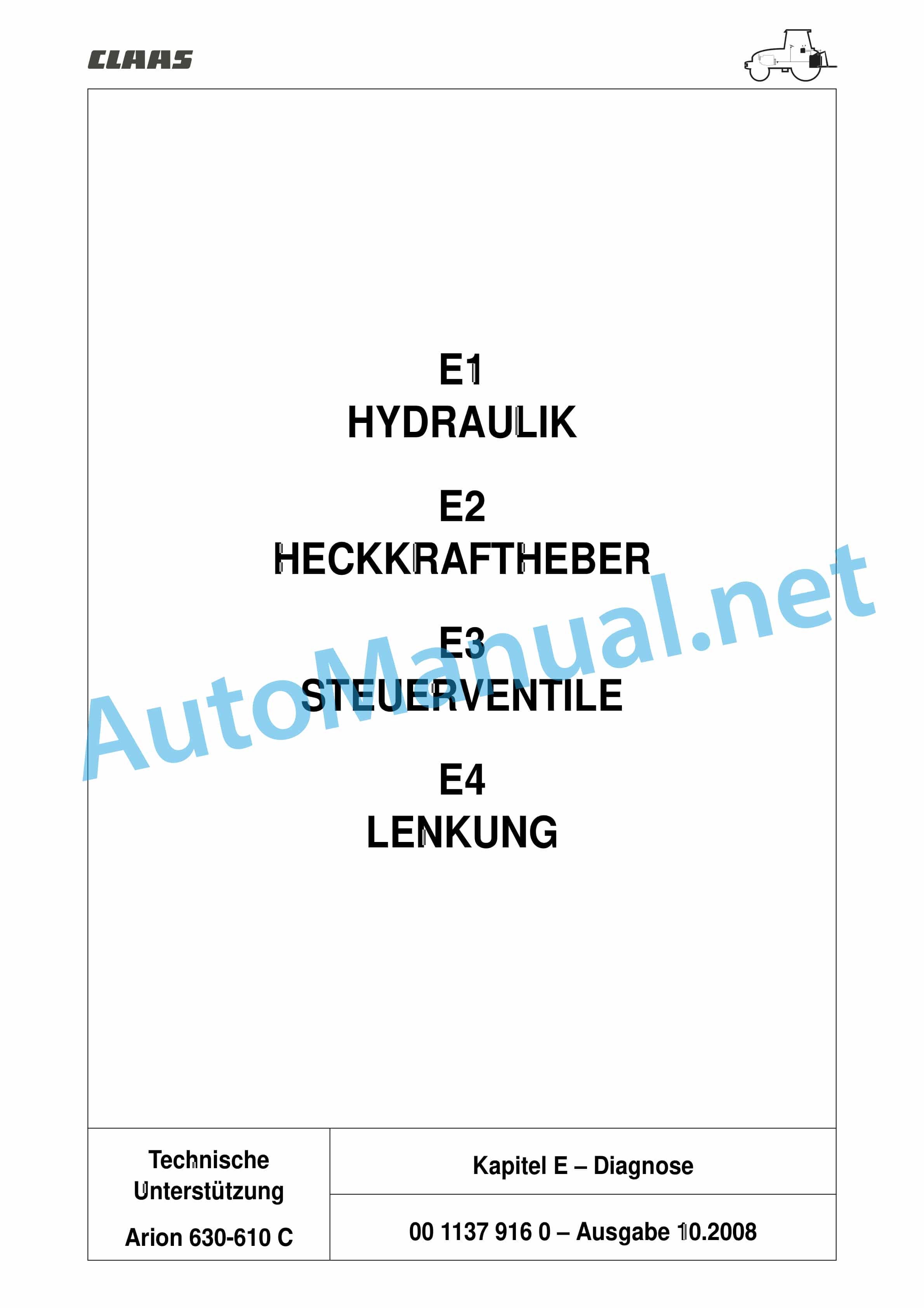 Claas ARION 640 630 620 610 600 C (A20) Tractors Repair Manual DE 17 Claas ARION 640 630 620 610 600 C (A20) Tractors Repair Manual DE - Image 17
