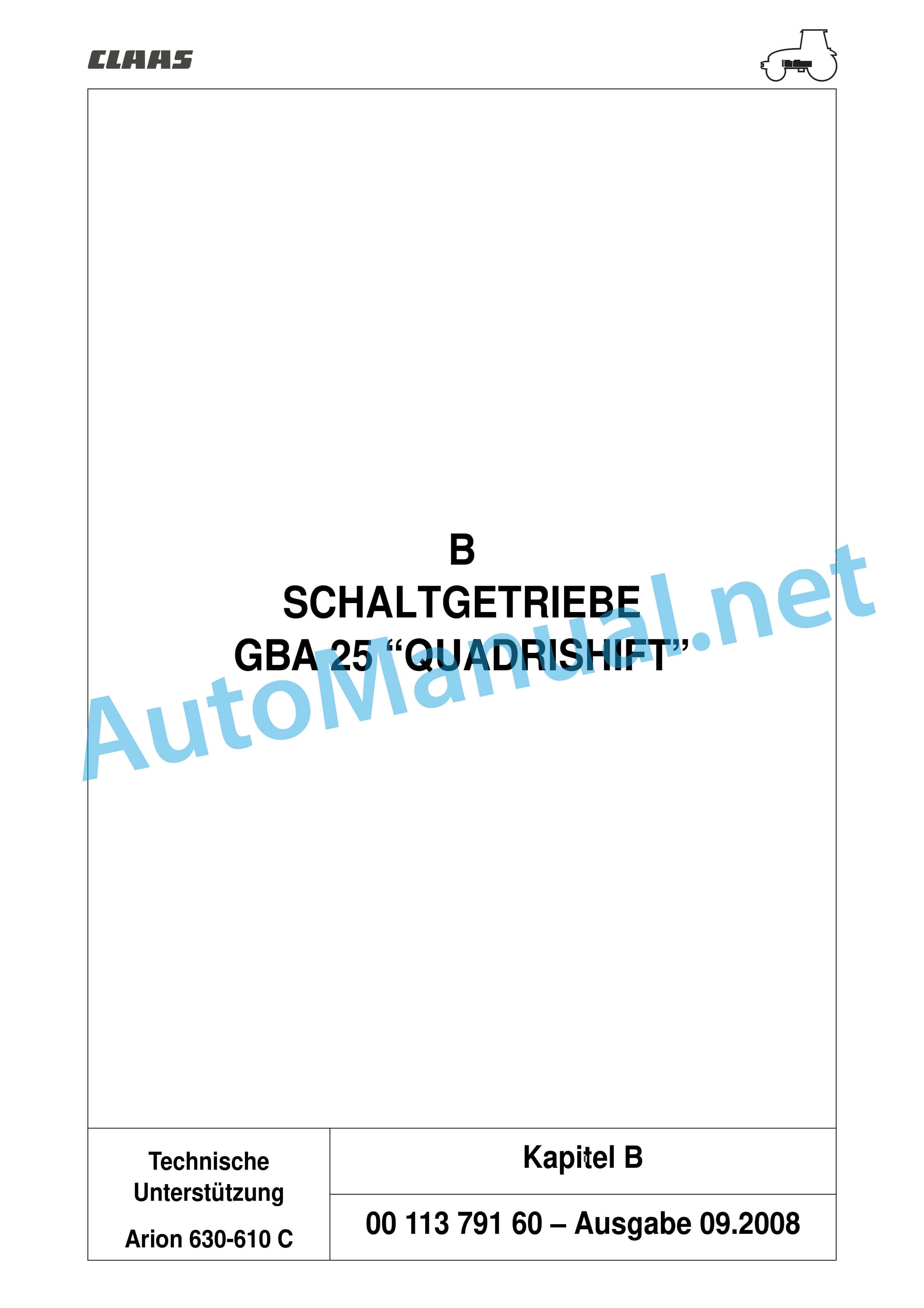 Claas ARION 640 630 620 610 600 C (A20) Tractors Repair Manual DE 9 Claas ARION 640 630 620 610 600 C (A20) Tractors Repair Manual DE - Image 9