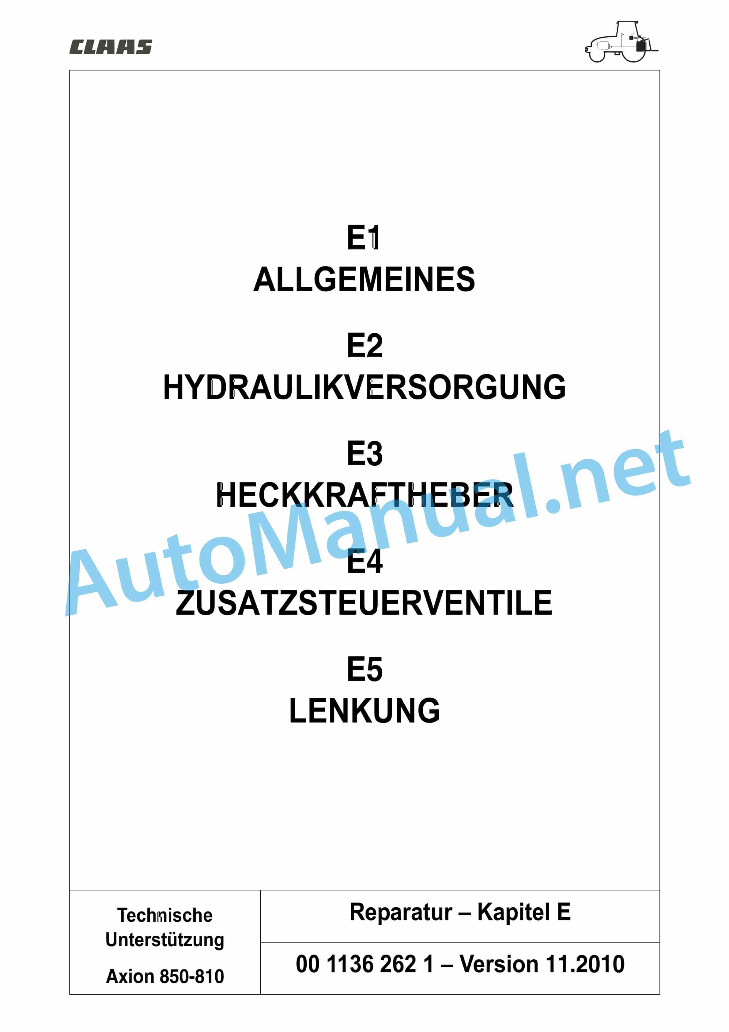 Claas AXION 840-810 CMATIC (A31) Tractor Repair Manual DE 7 Claas AXION 840-810 CMATIC (A31) Tractor Repair Manual DE - Image 7