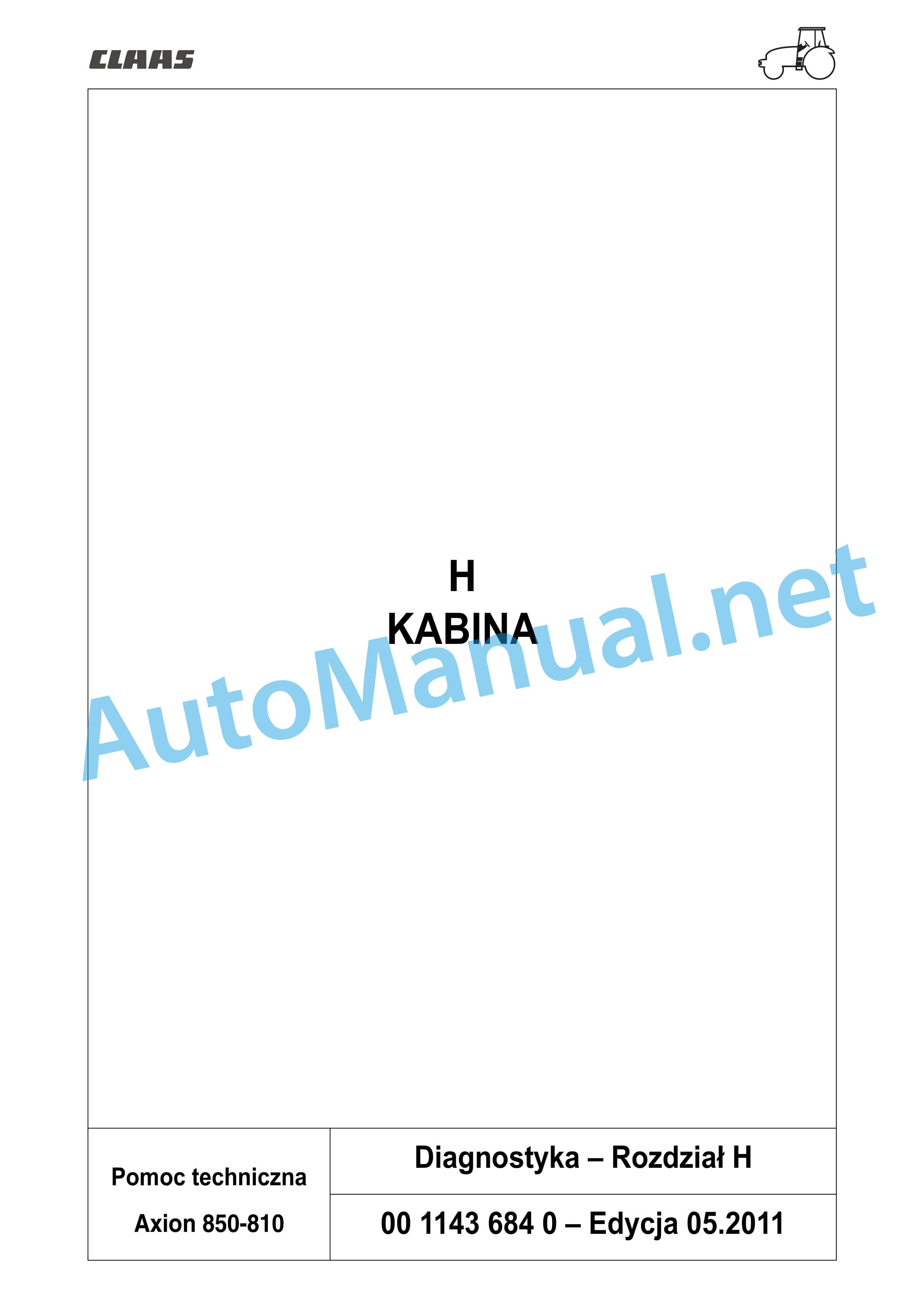 Claas AXION 840-810 CMATIC (A31) Tractors Repair Manual PL
