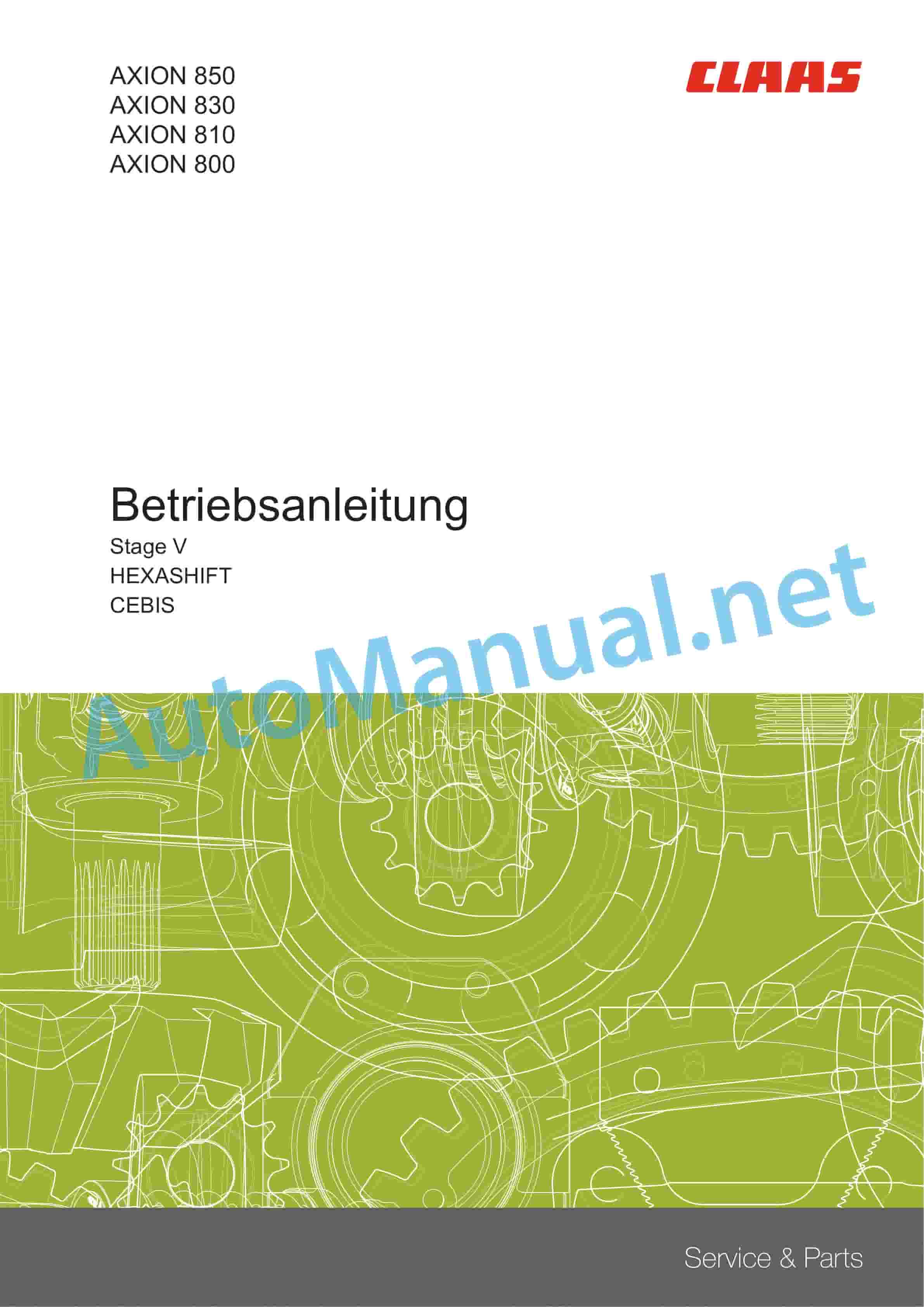 Claas AXION 850-800 HEXA St V (A50) Tractor Operator Manual DE 1 Claas AXION 850-800 HEXA St V (A50) Tractor Operator Manual DE