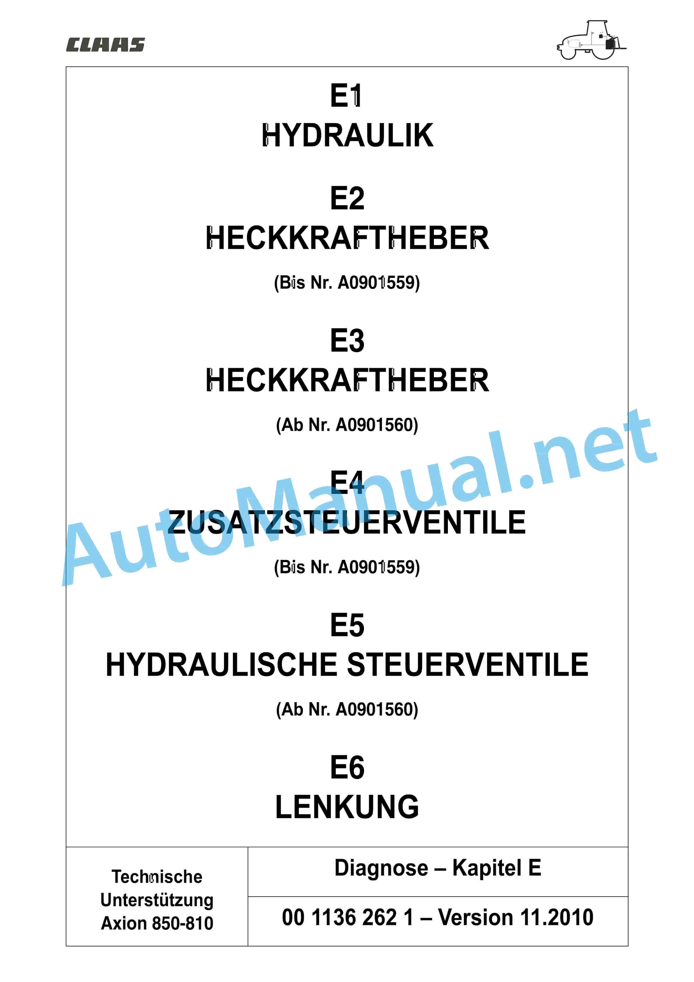 Claas AXION 850-810 (A09) Tractor Repair Manual DE 12 Claas AXION 850-810 (A09) Tractor Repair Manual DE - Image 12