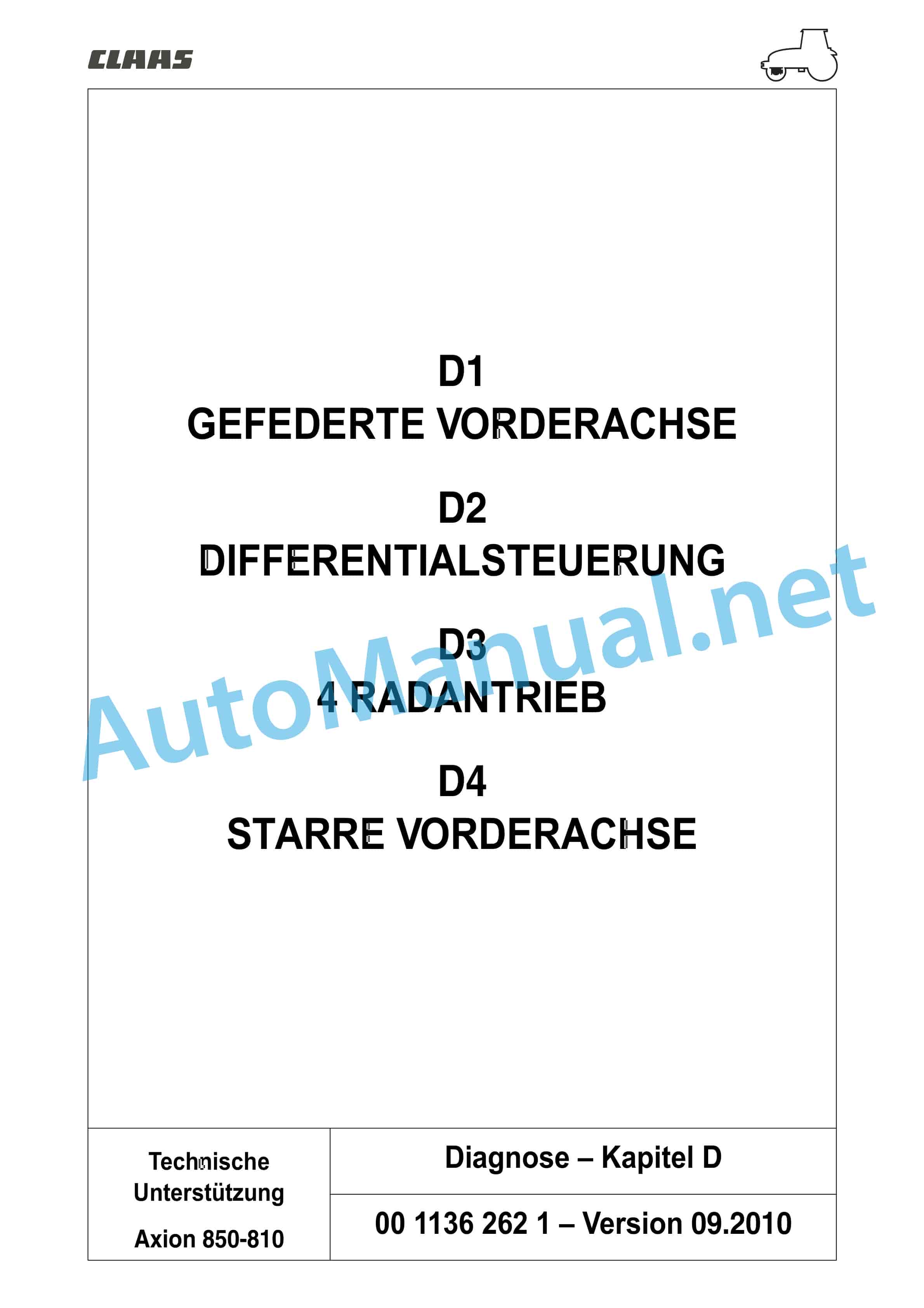 Claas AXION 850-810 (A09) Tractor Repair Manual DE 4 Claas AXION 850-810 (A09) Tractor Repair Manual DE - Image 4