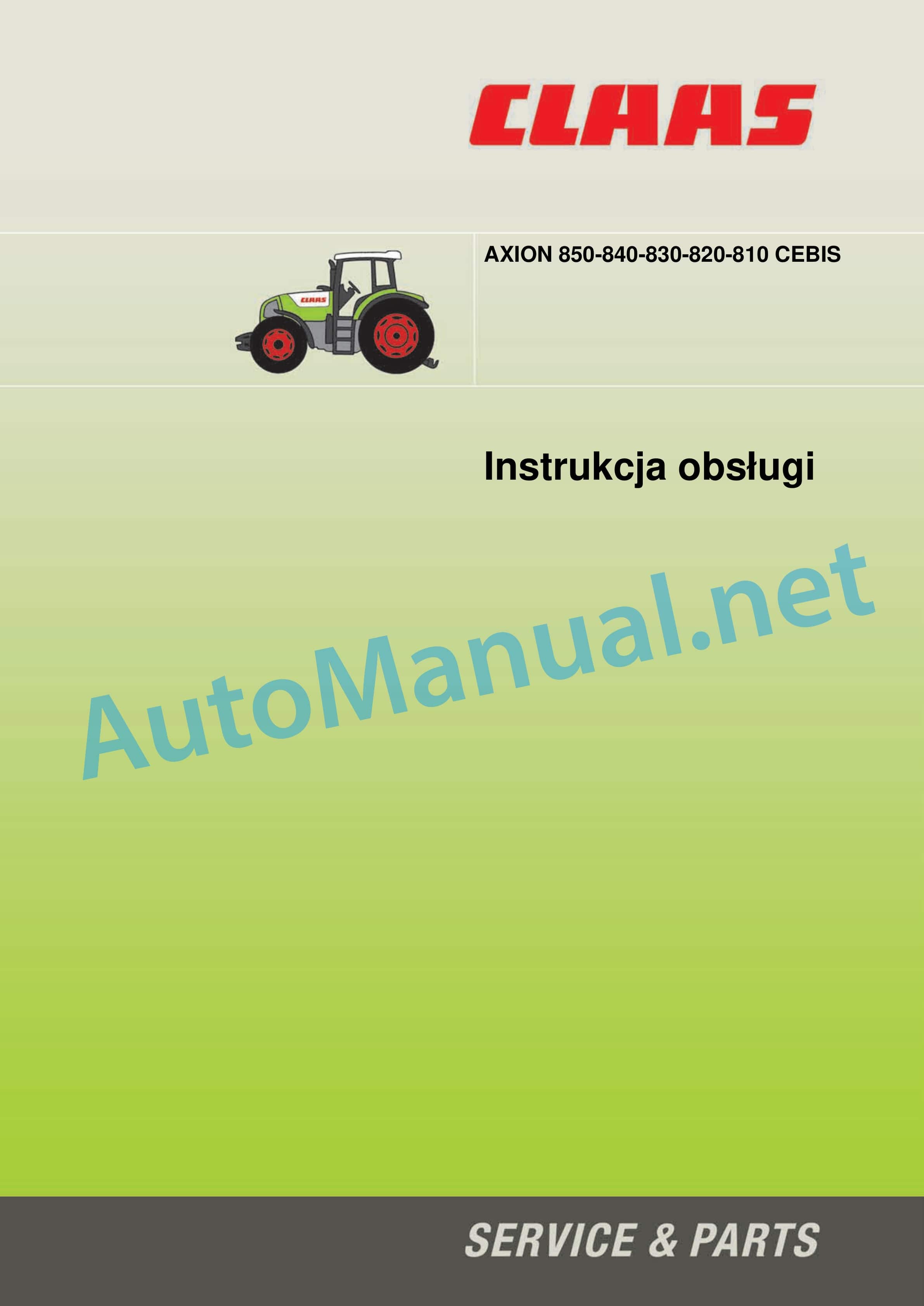 Claas AXION 850-810 HEXASHIFT (A30) Tractors Operator Manual PL