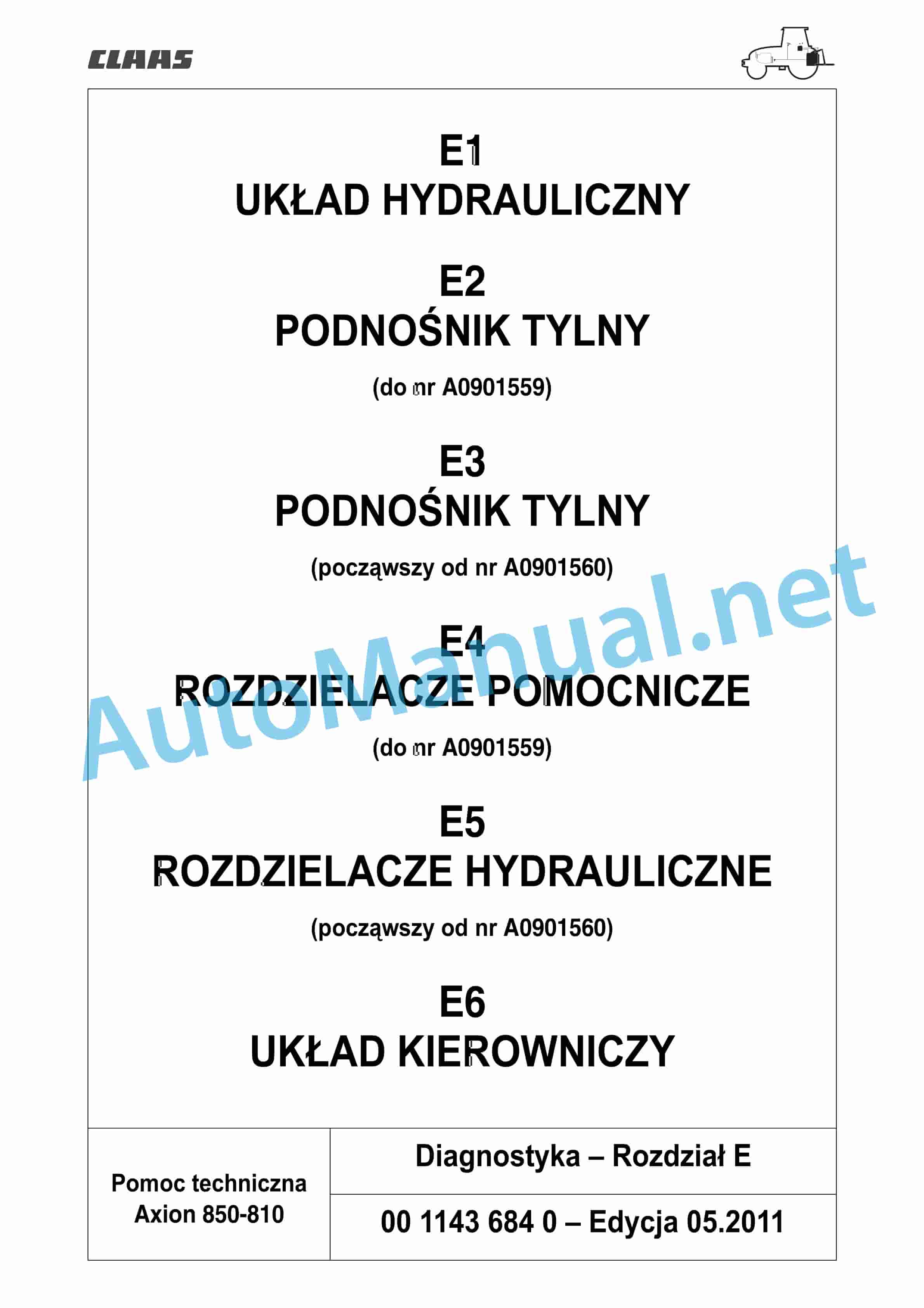 Claas AXION 850-810 HEXASHIFT (A30) Tractors Repair Manual PL 10 Claas AXION 850-810 HEXASHIFT (A30) Tractors Repair Manual PL - Image 10