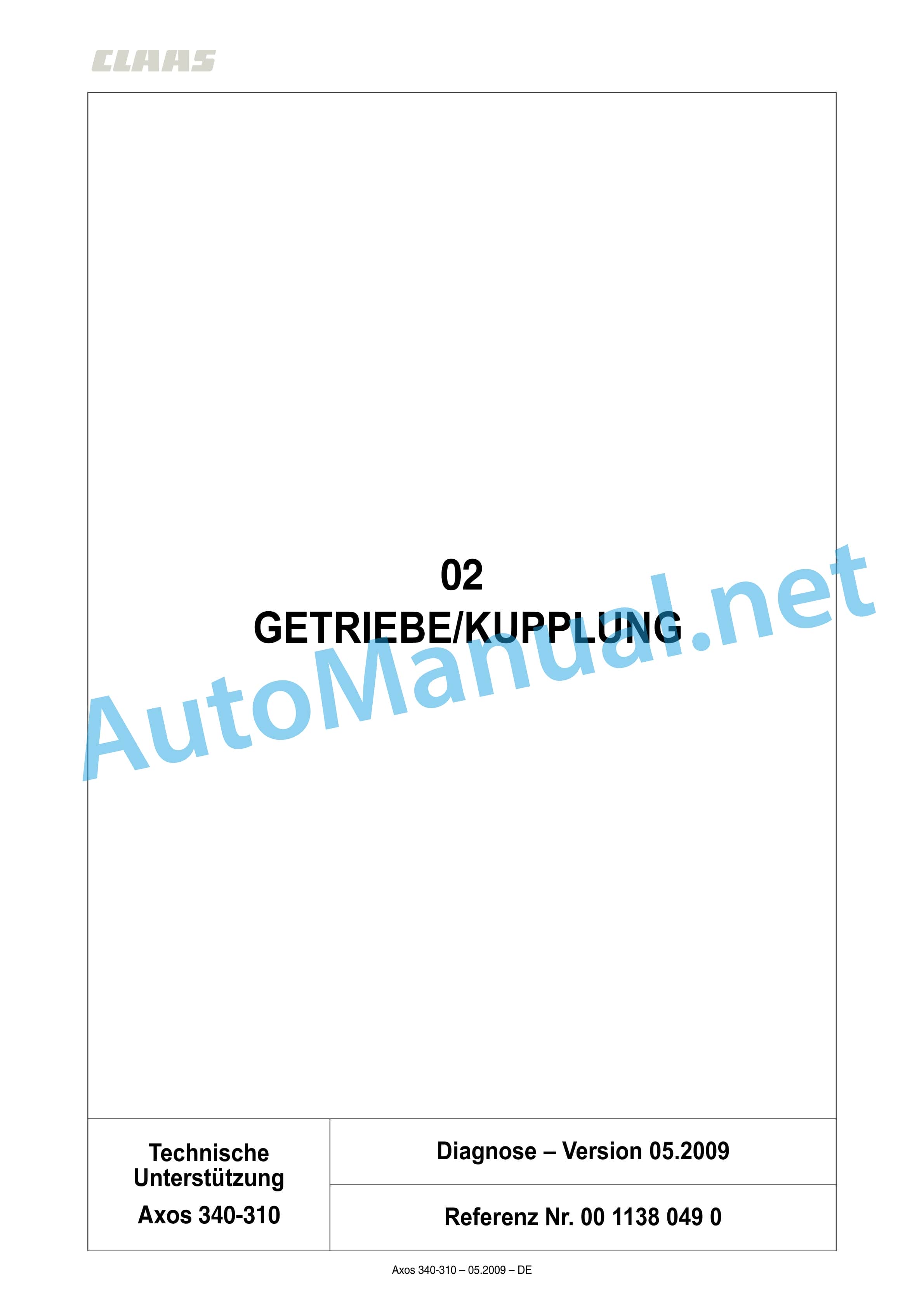 Claas AXOS 340-310 (A22) Tractor Repair Manual DE 10 Claas AXOS 340-310 (A22) Tractor Repair Manual DE - Image 10