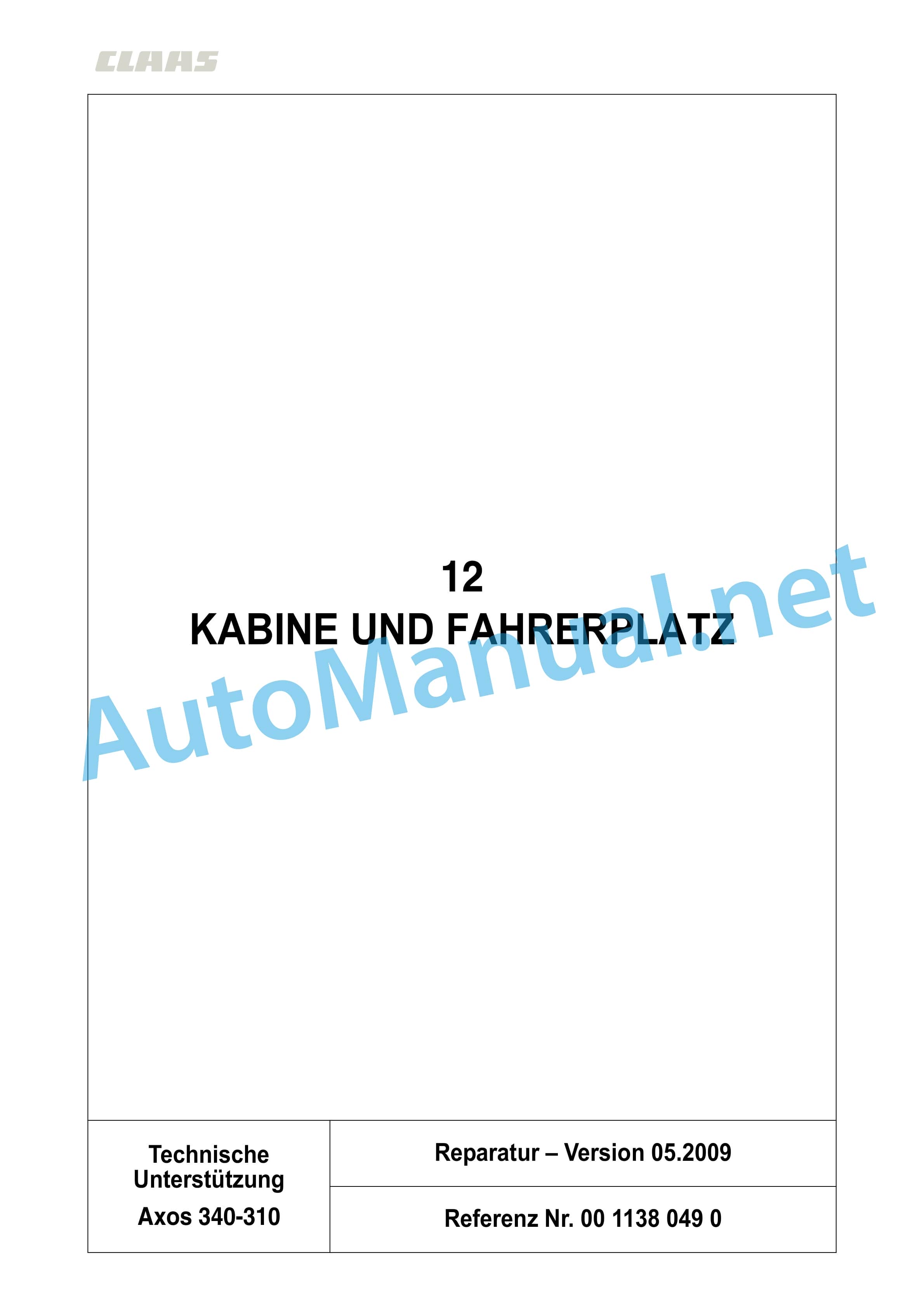 Claas AXOS 340-310 (A22) Tractor Repair Manual DE 12 Claas AXOS 340-310 (A22) Tractor Repair Manual DE - Image 12