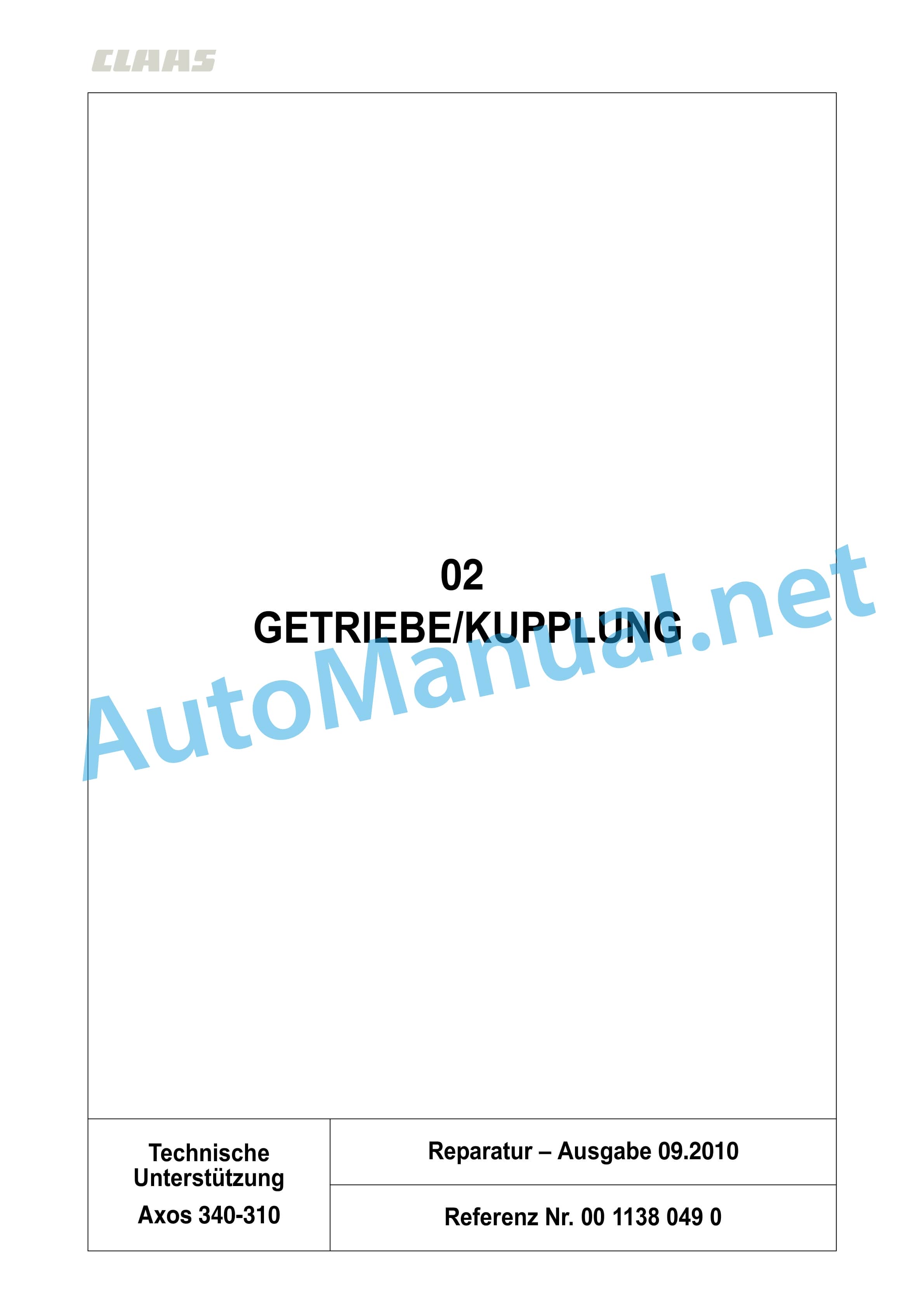 Claas AXOS 340-310 (A22) Tractor Repair Manual DE 16 Claas AXOS 340-310 (A22) Tractor Repair Manual DE - Image 16