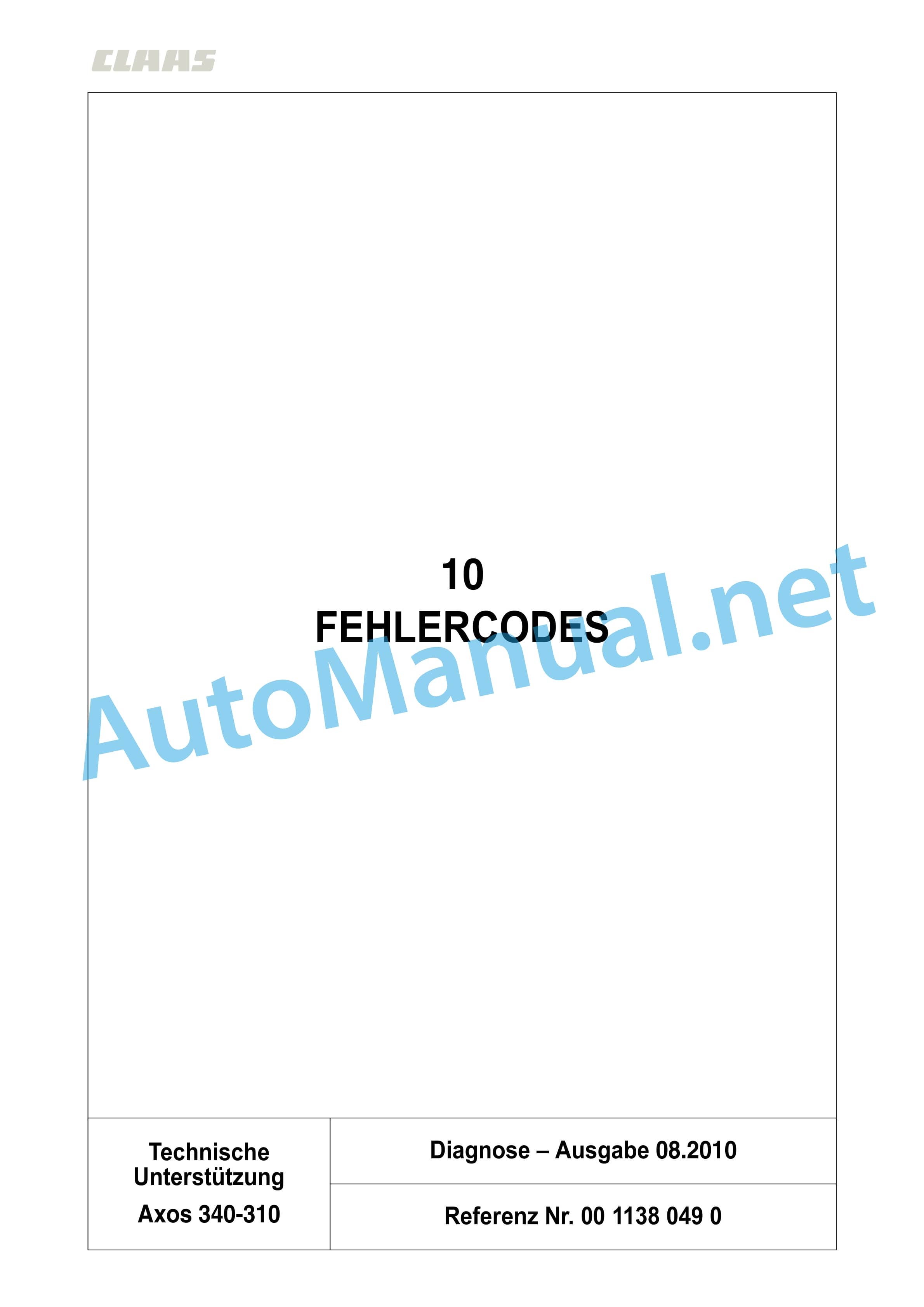 Claas AXOS 340-310 (A22) Tractor Repair Manual DE 3 Claas AXOS 340-310 (A22) Tractor Repair Manual DE - Image 3
