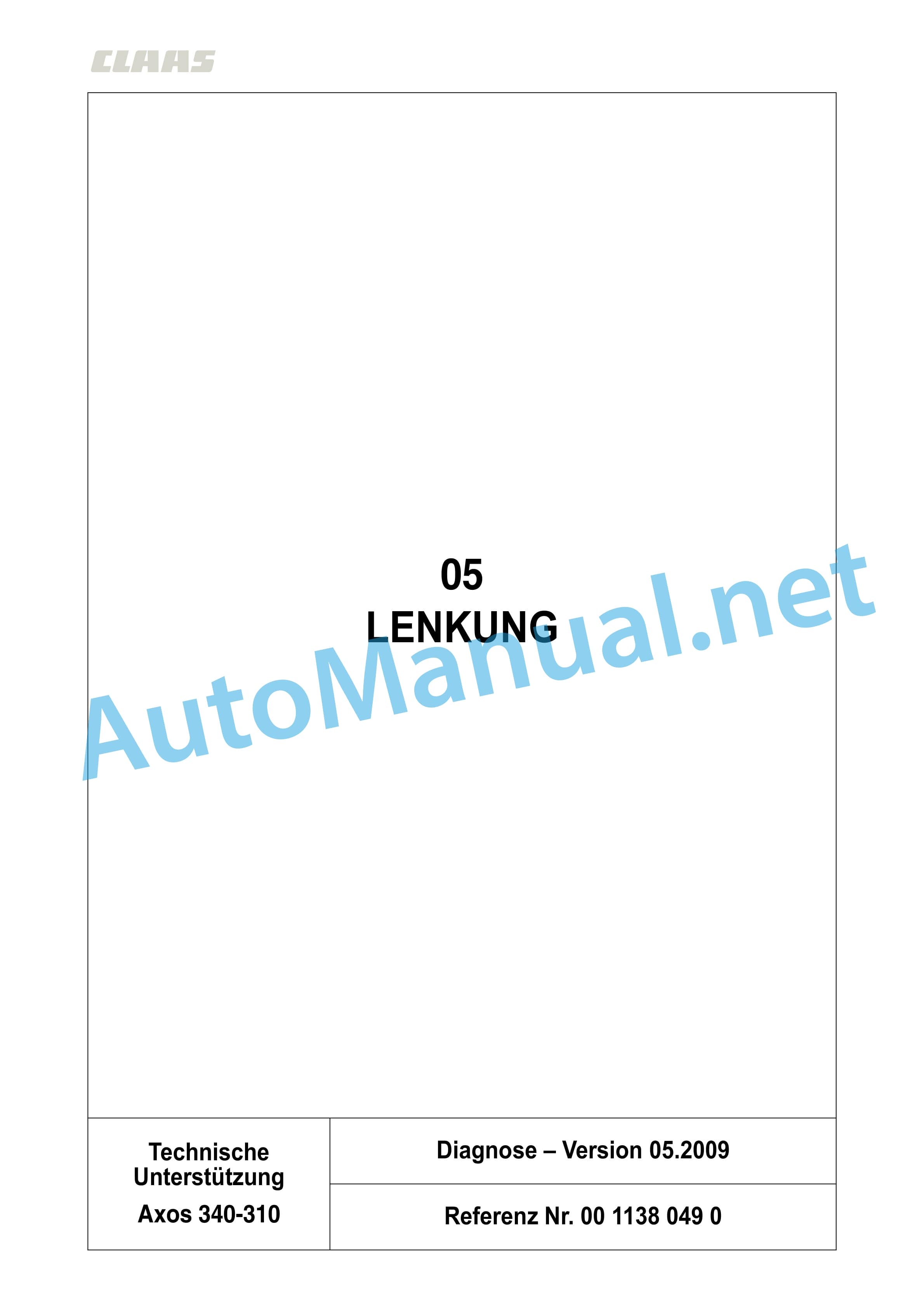 Claas AXOS 340-310 (A22) Tractor Repair Manual DE 6 Claas AXOS 340-310 (A22) Tractor Repair Manual DE - Image 6