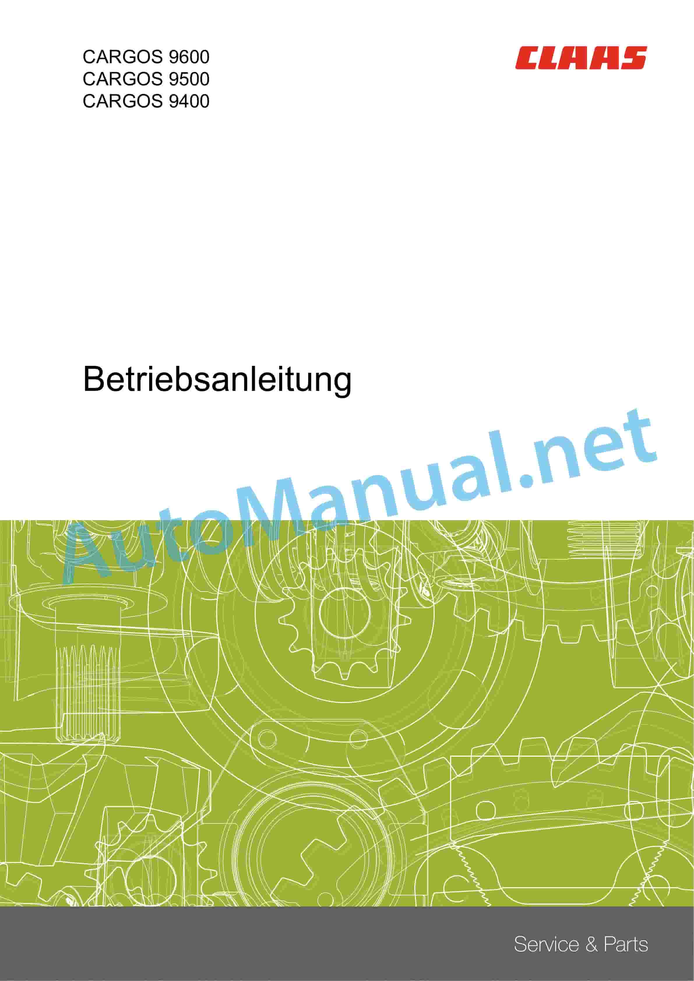 Claas CARGOS 9600 9500 9400 (990) Loader Wagons Operator Manual DE