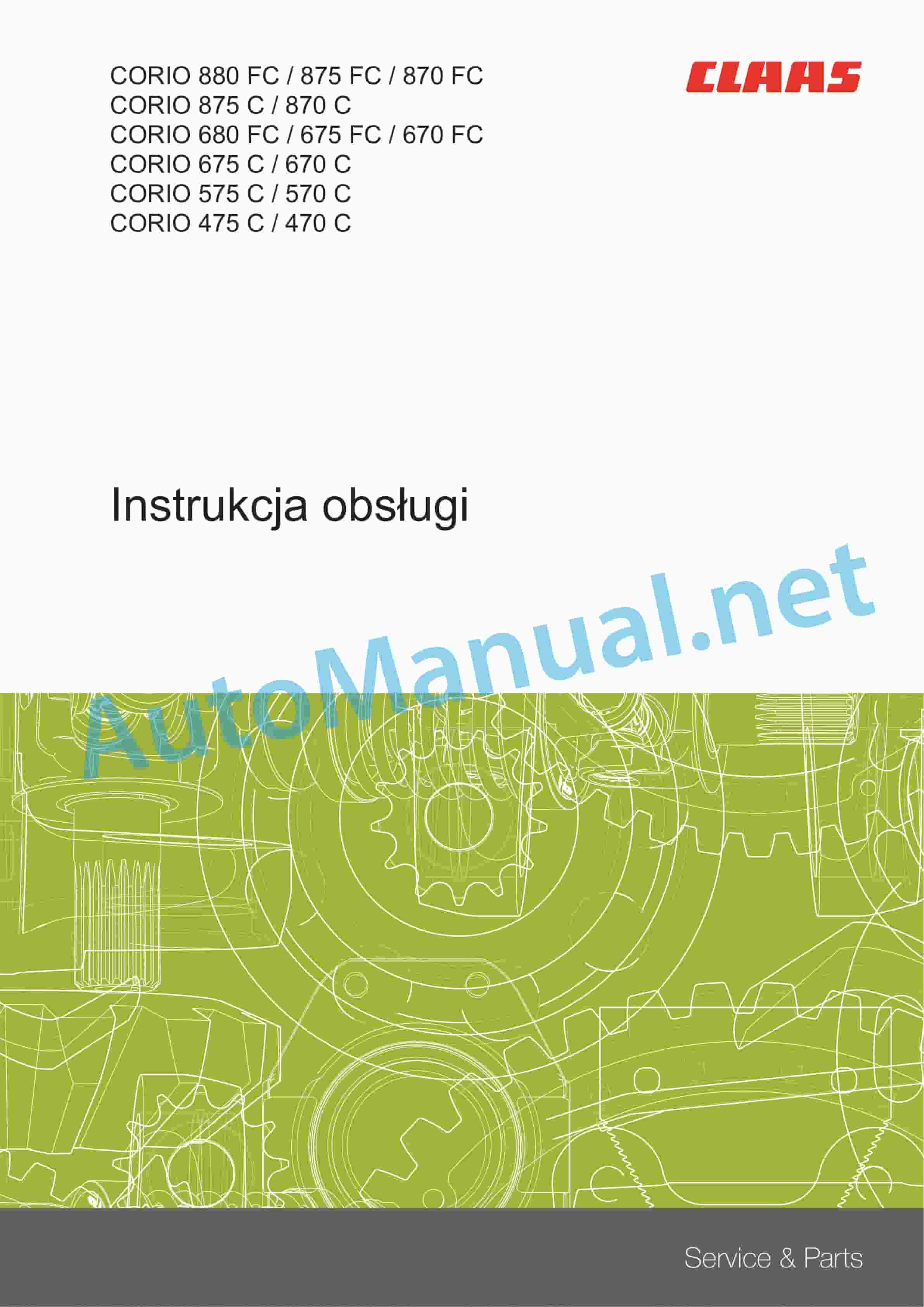 Claas CORIO 880-670 FC (H08) Combine Operator Manual PL 1 Claas CORIO 880-670 FC (H08) Combine Operator Manual PL