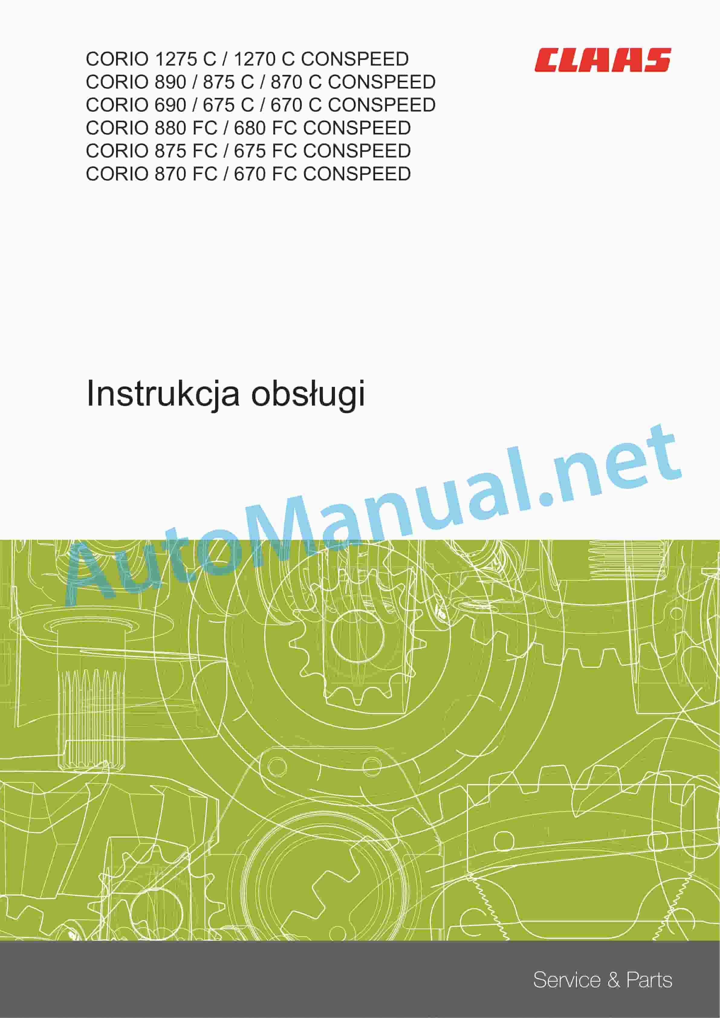 Claas CORIO 890-670 C CONSPEED (H09) Combine Operator Manual PL