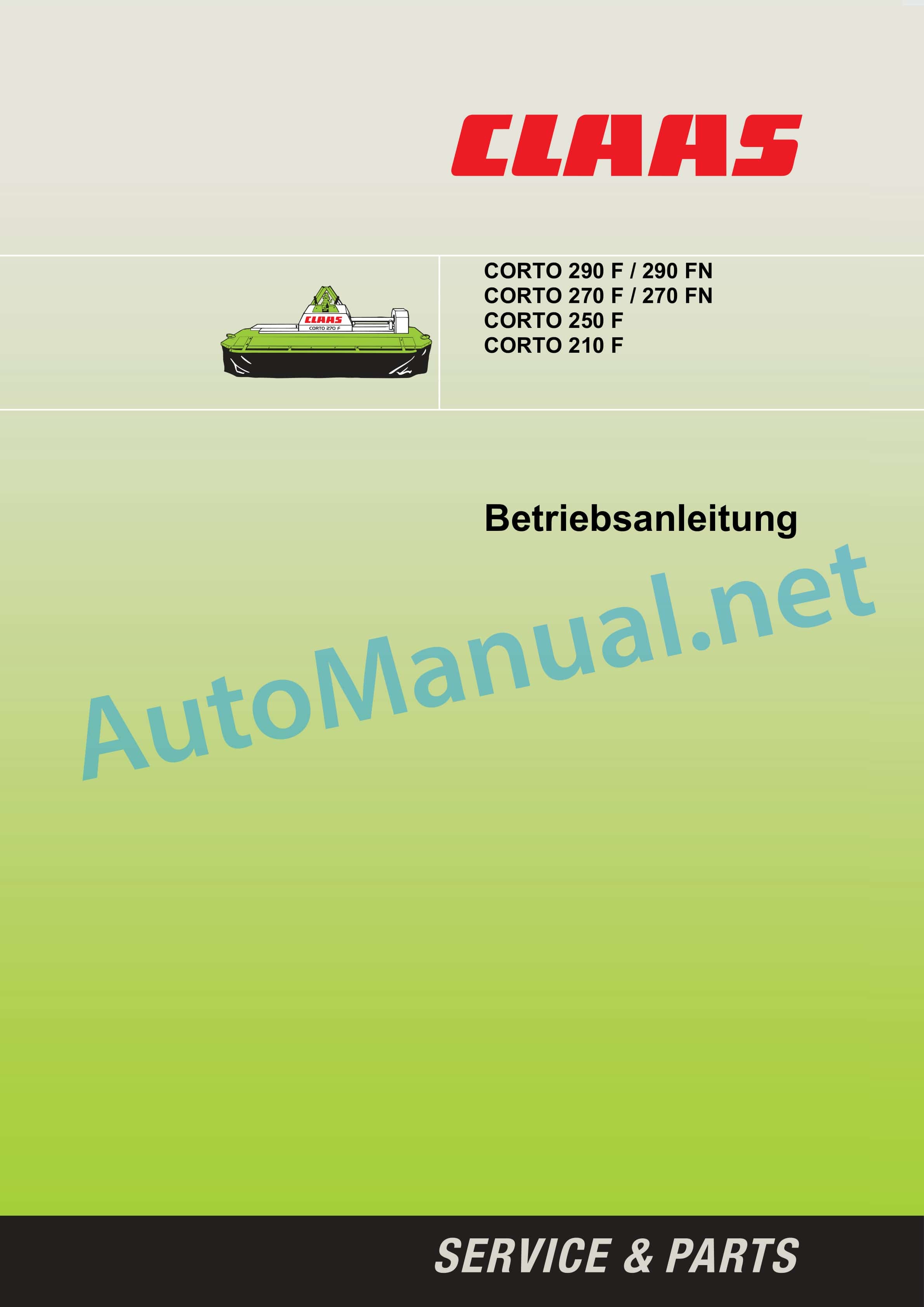 Claas CORTO 270 F (345) Mowers Operator Manual DE 1 Claas CORTO 270 F (345) Mowers Operator Manual DE
