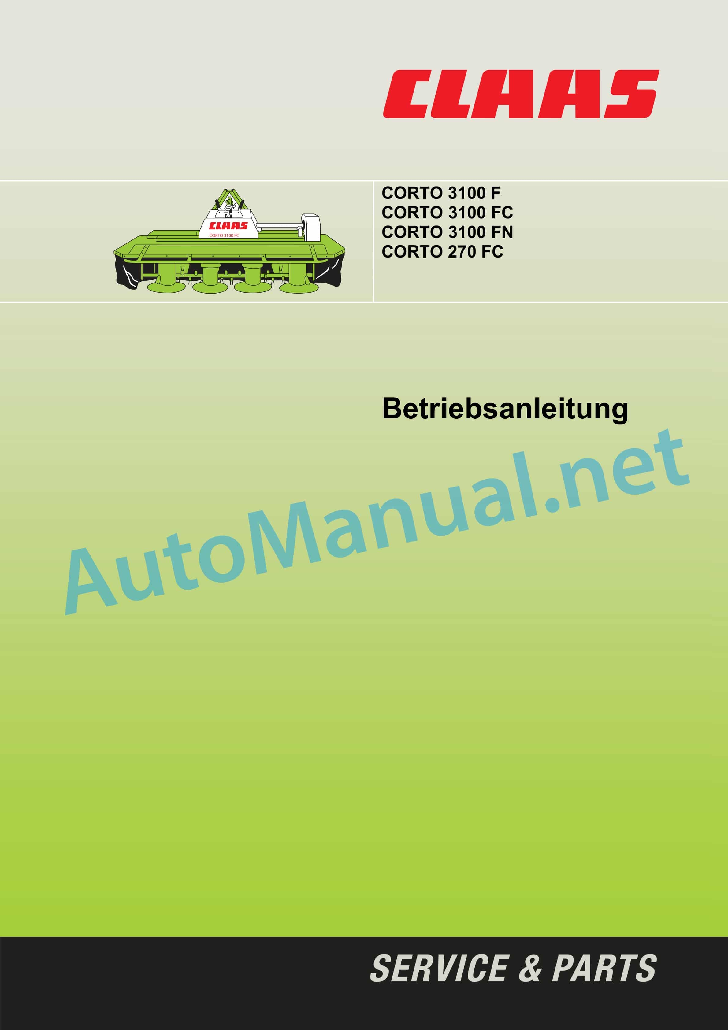 Claas CORTO 270 FC (641) Mowers Operator Manual DE 1 Claas CORTO 270 FC (641) Mowers Operator Manual DE