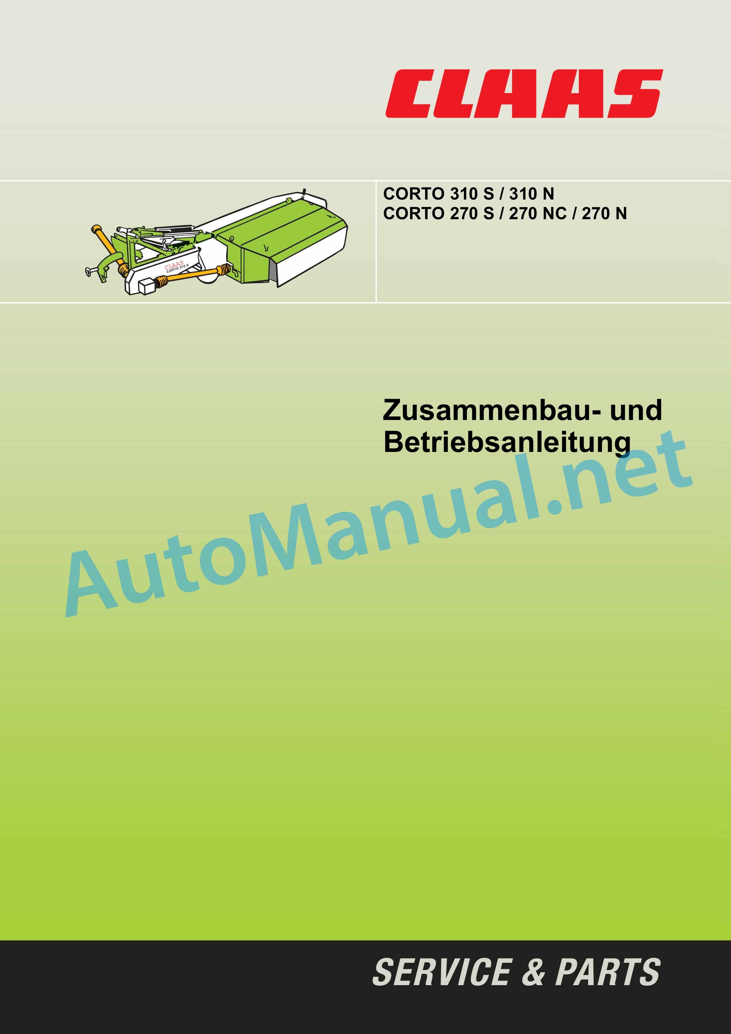 Claas CORTO 270 S N NC (649) Mowers Operator Manual DE 1 Claas CORTO 270 S N NC (649) Mowers Operator Manual DE
