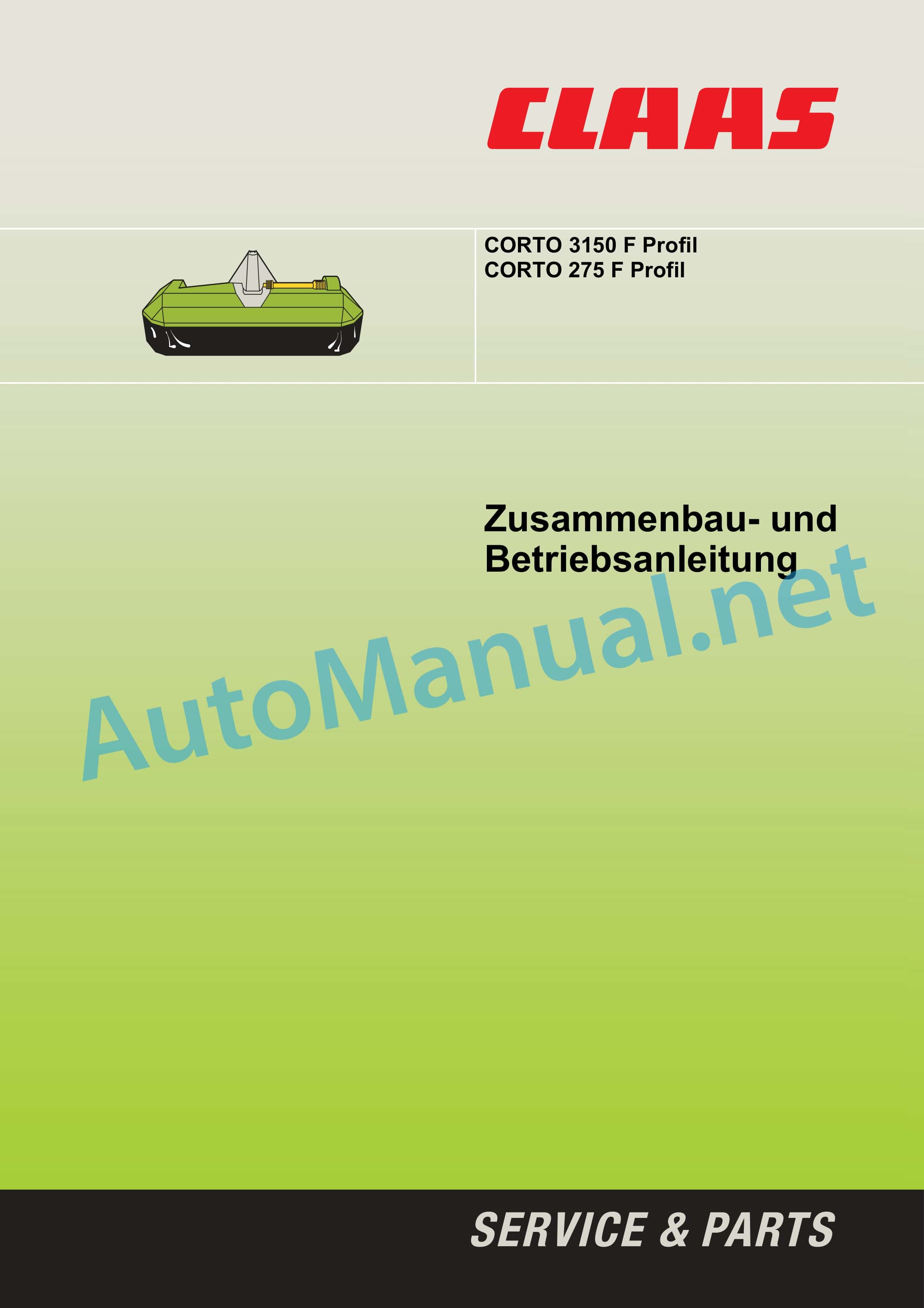 Claas CORTO 275 F PROFIL (655) Mowers Operator Manual DE