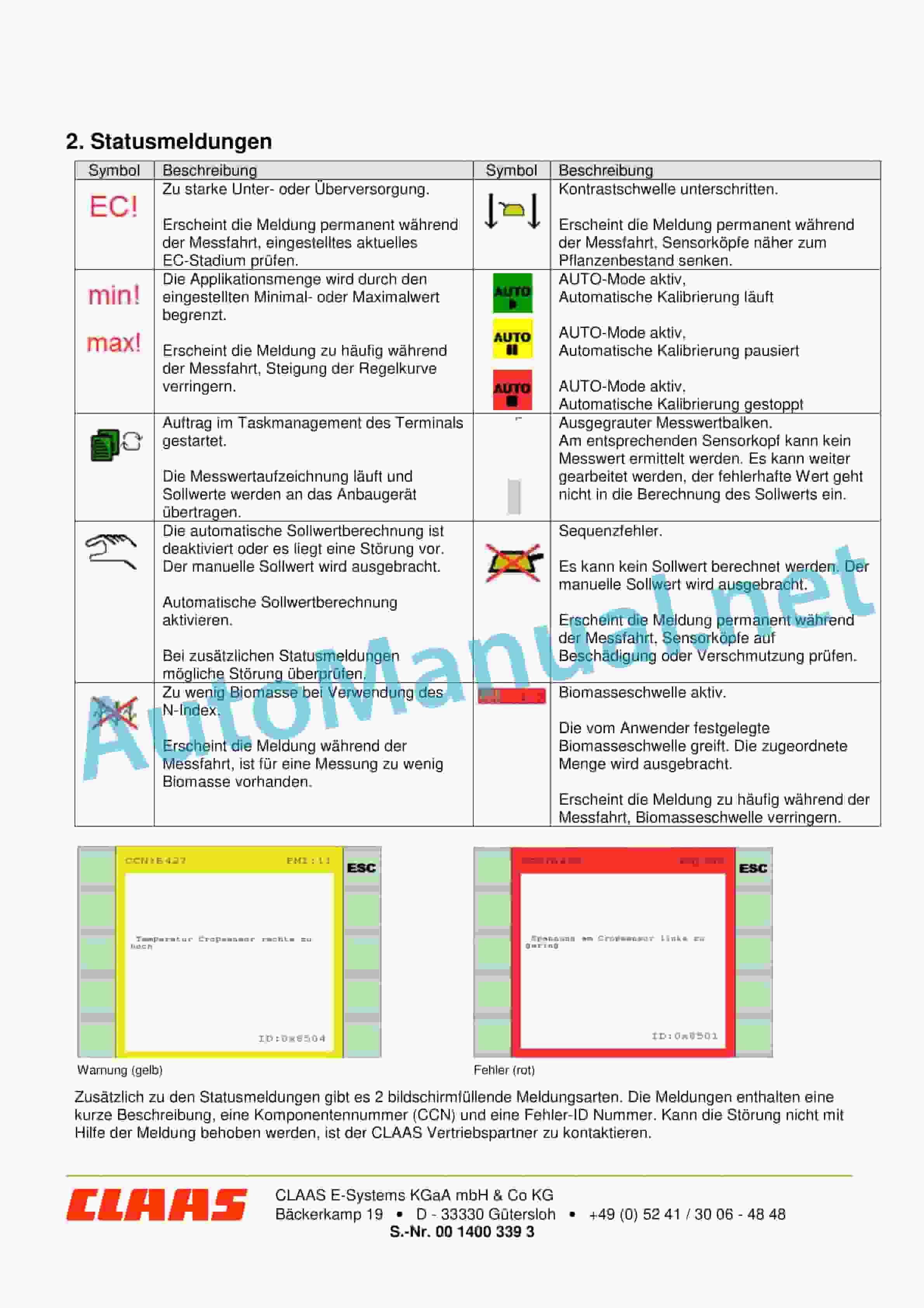 Claas CROP SENSOR ISARIA (B61) Digital solutions Operator Manual DE 8 Claas CROP SENSOR ISARIA (B61) Digital solutions Operator Manual DE - Image 8