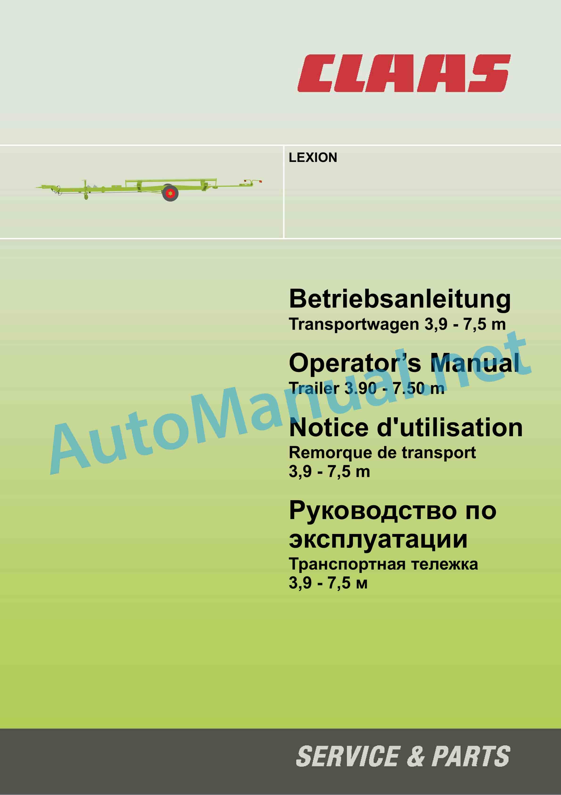 Claas CUTTERBAR TRAILER (719) Combine Operator Manual DE 3 Claas CUTTERBAR TRAILER (719) Combine Operator Manual DE - Image 3