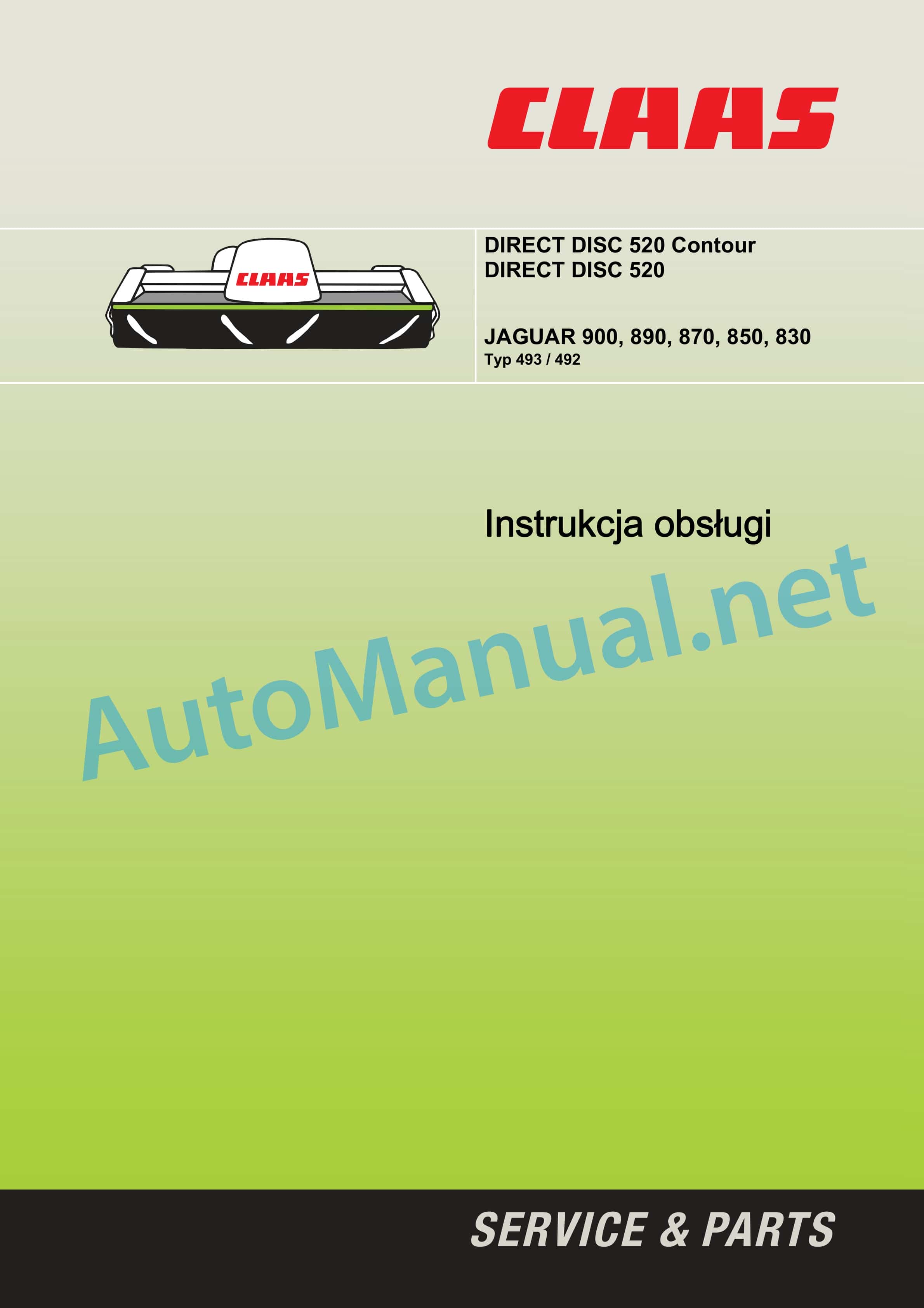 Alternative view of Claas DIRECT DISC 520 (426) Forage Harvesters Operator Manual PL