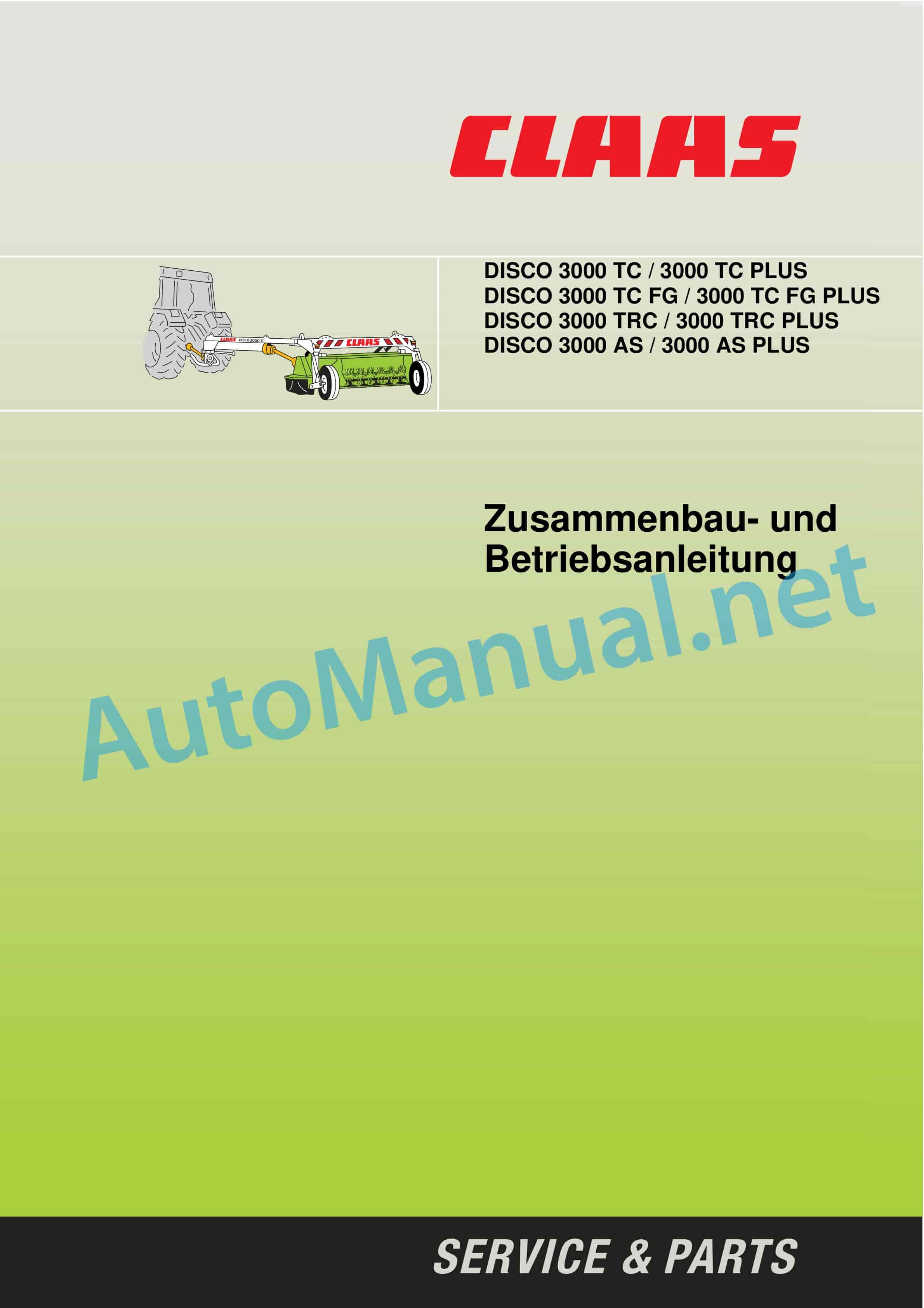 Claas DISCO 3000 TC AS FG TRC (650) Mowers Operator Manual DE