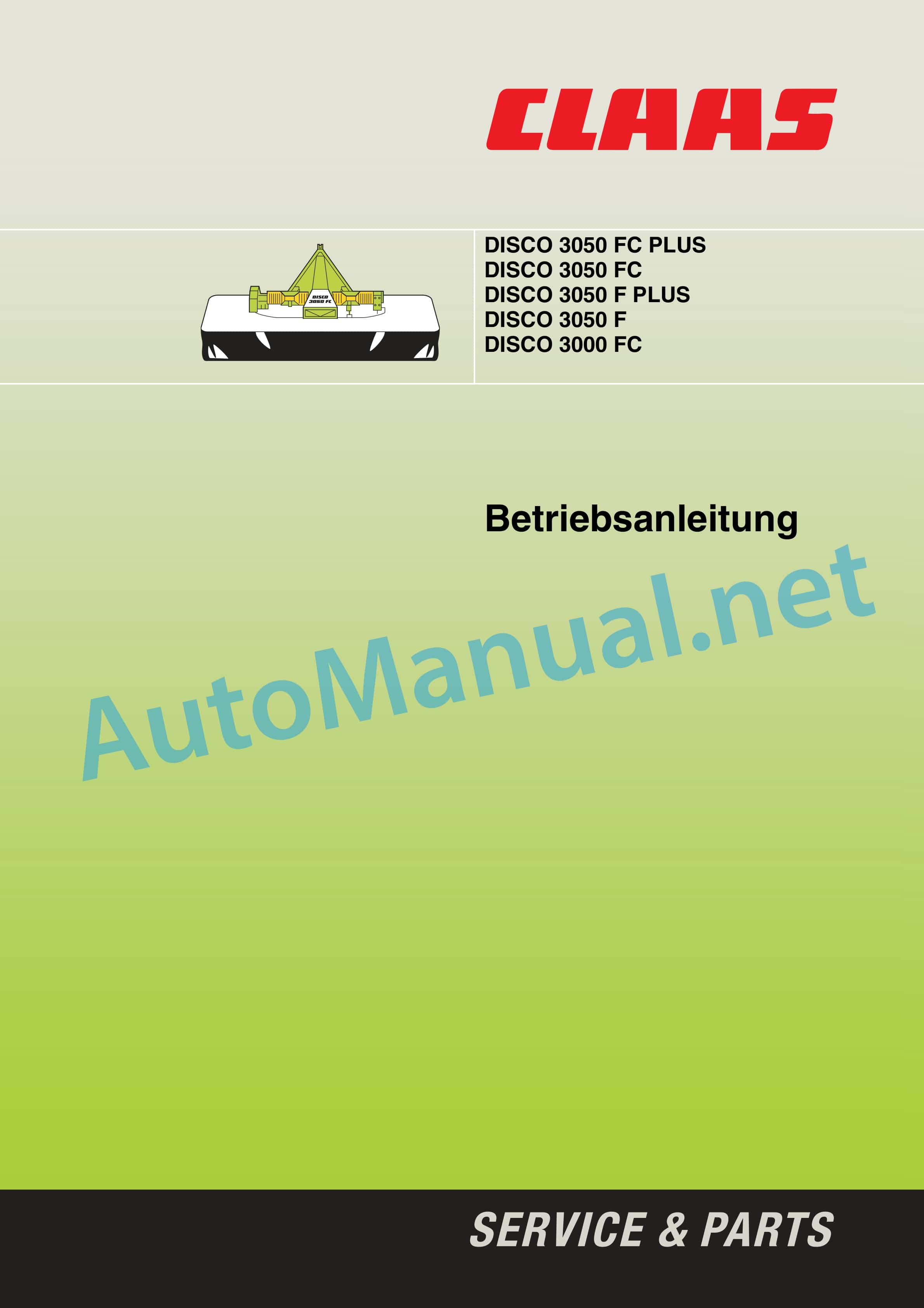 Claas DISCO 3050 3000 F FC (651) Mowers Operator Manual DE