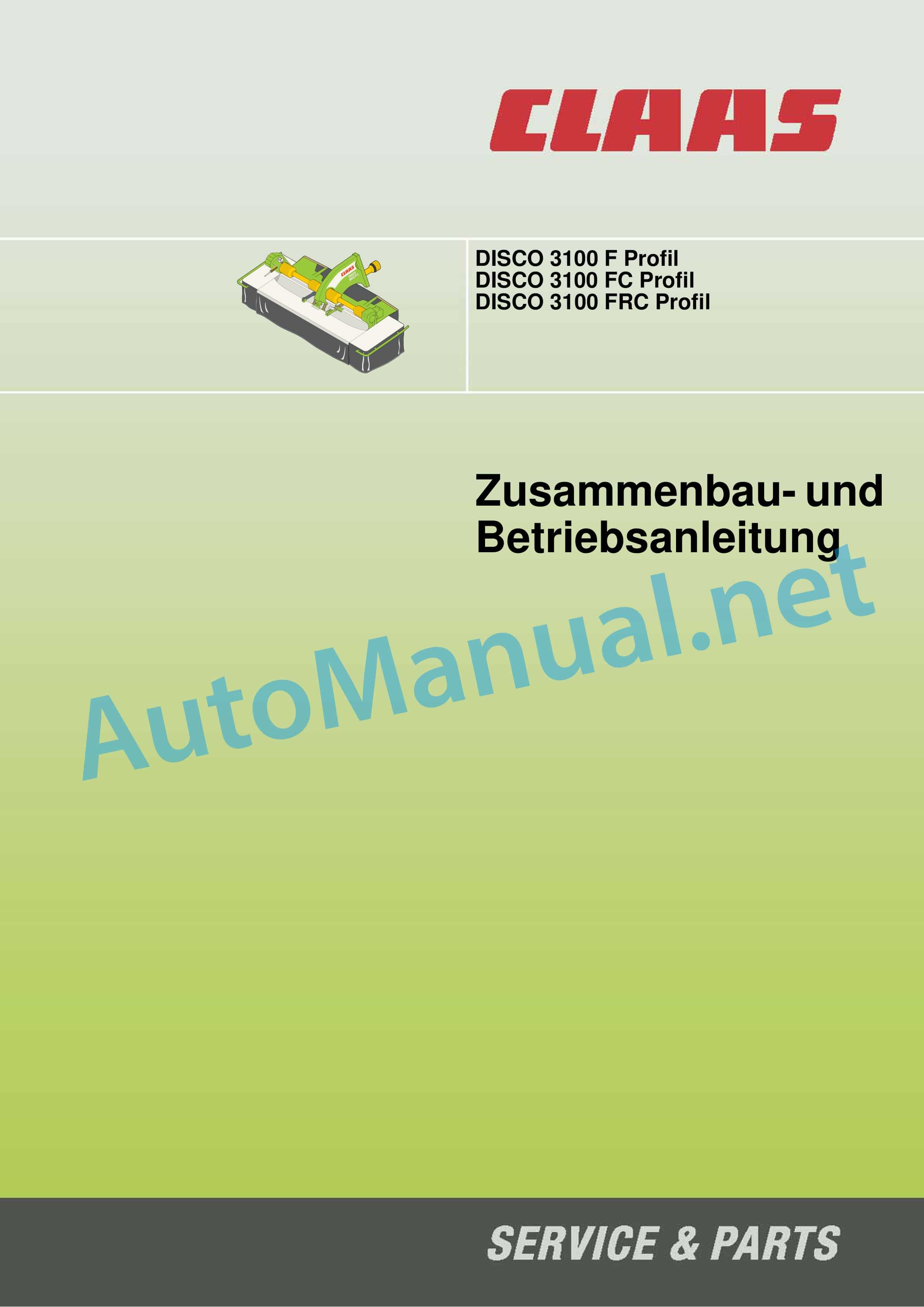 Claas DISCO 3100 F PROFIL (623) Mowers Operator Manual DE