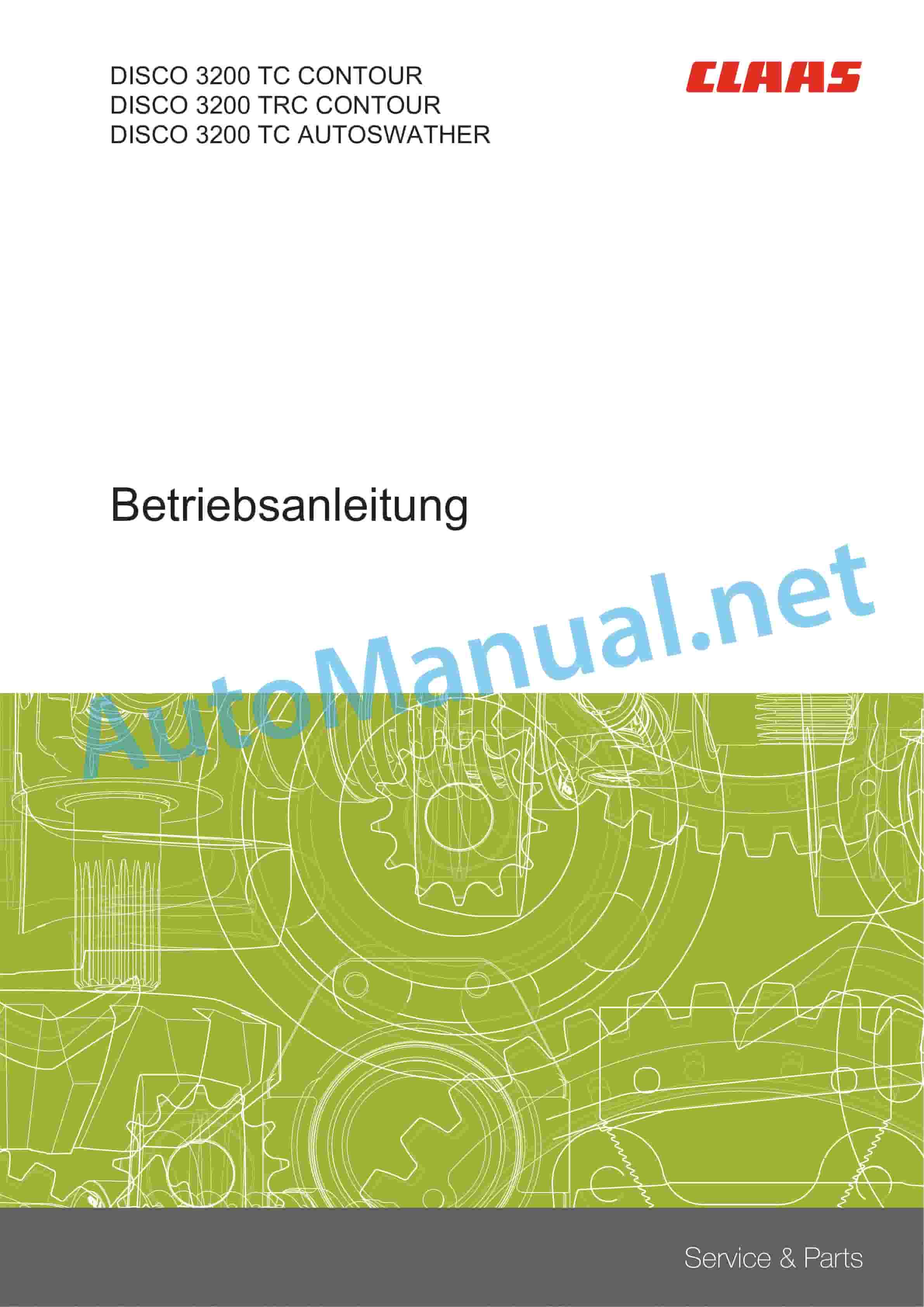 Claas DISCO 3200 TCTRCTC AUTOSWATHER (F90) Mowers Operator Manual DE