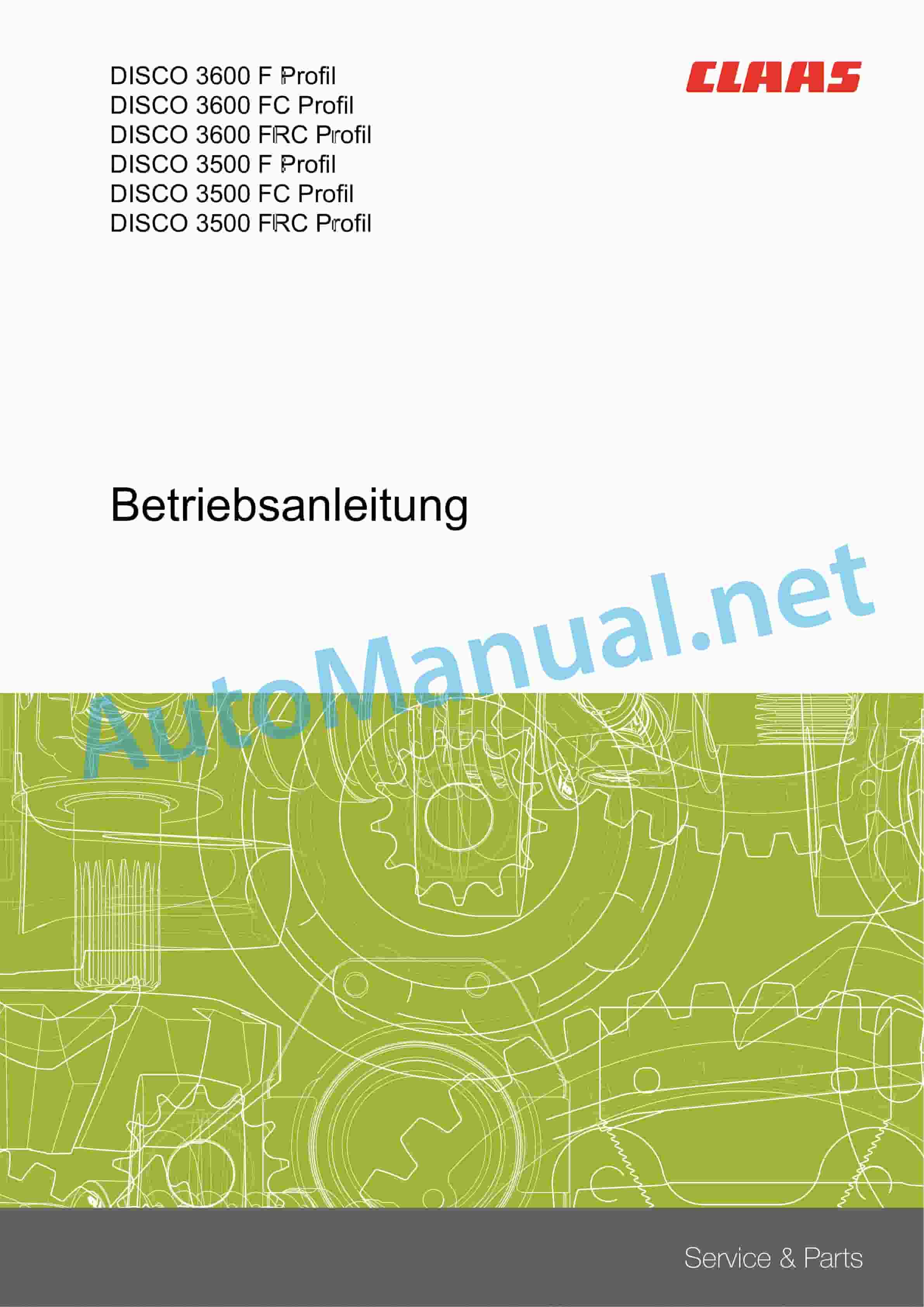 Claas DISCO 3500 F PROFIL (F70) Mowers Operator Manual DE