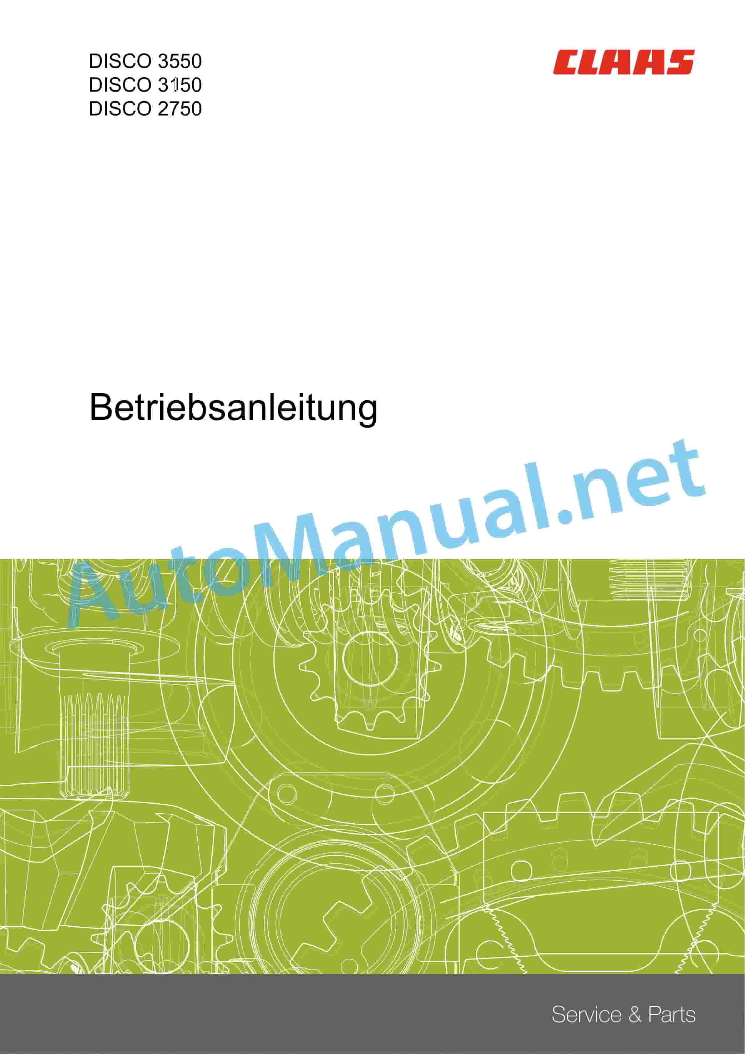 Claas DISCO 3550 (F77) Mowers Operator Manual DE