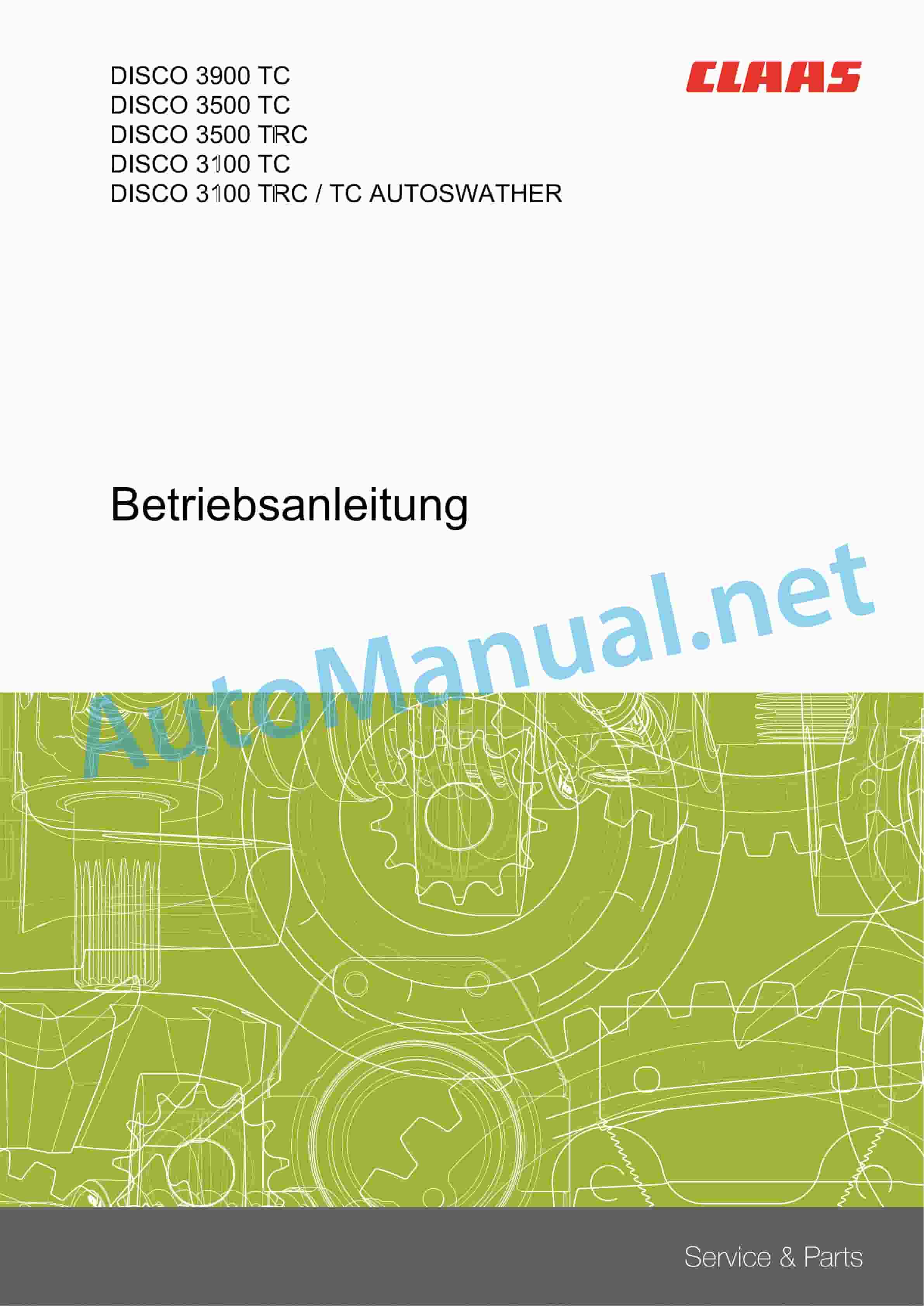 Claas DISCO 3900 TC (F53) Mowers Operator Manual DE 1 Claas DISCO 3900 TC (F53) Mowers Operator Manual DE