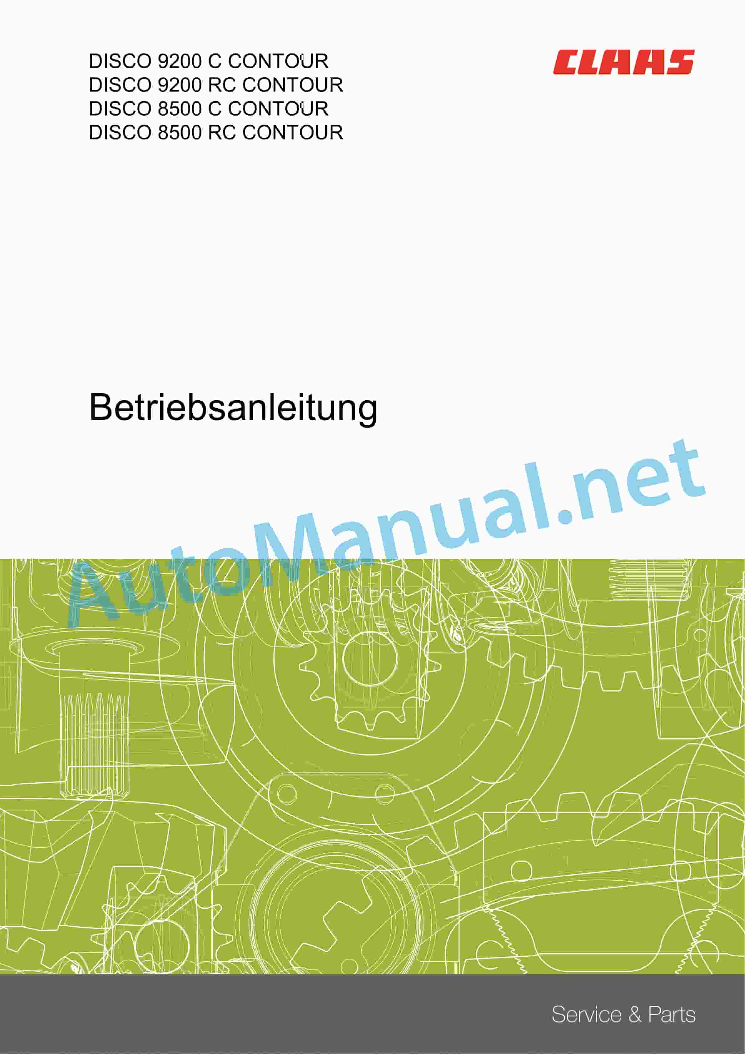 Claas DISCO 8500 CRC (F63) Mowers Operator Manual DE