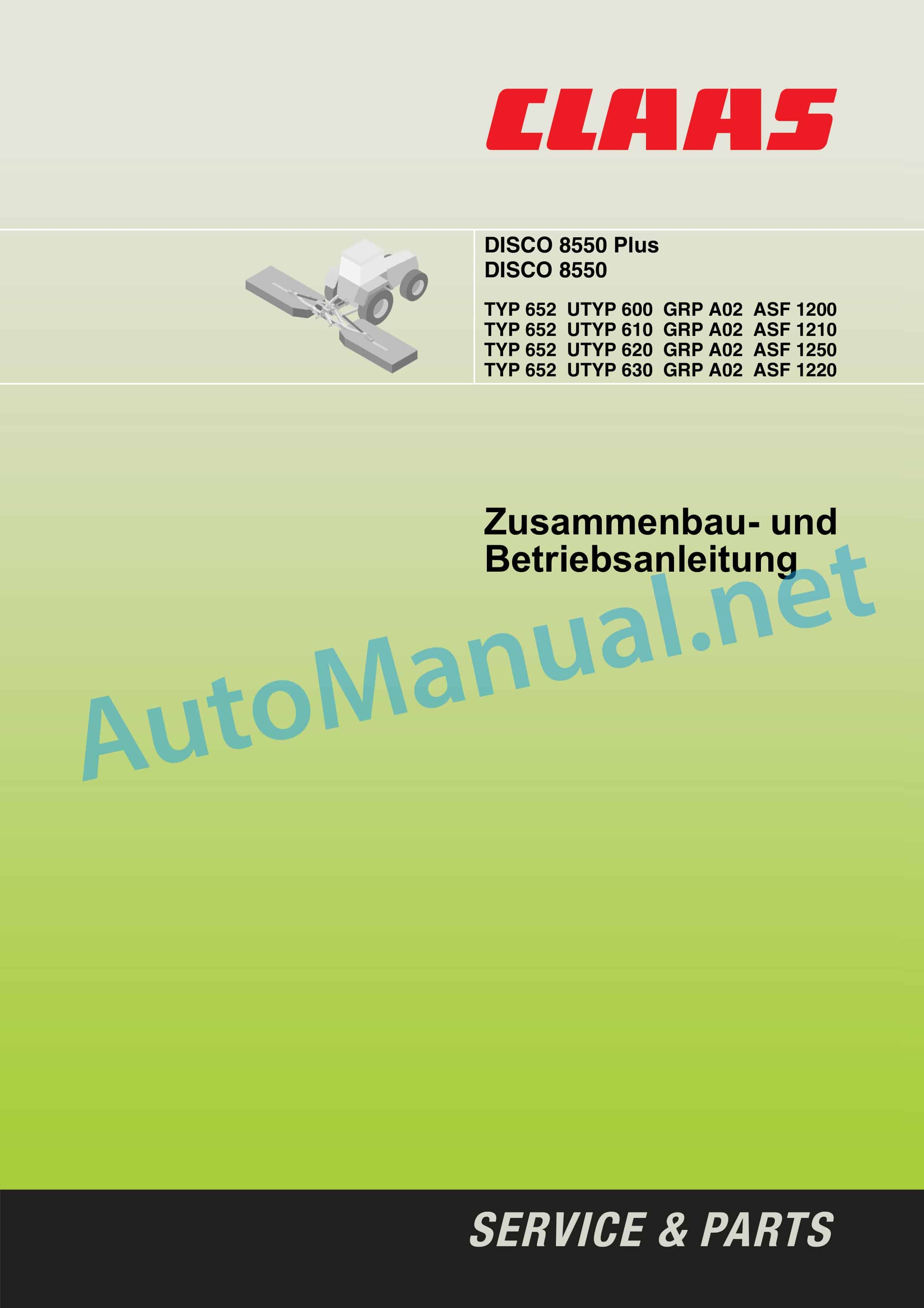 Claas DISCO 8550 (652) Mowers Operator Manual DE 3 Claas DISCO 8550 (652) Mowers Operator Manual DE - Image 3
