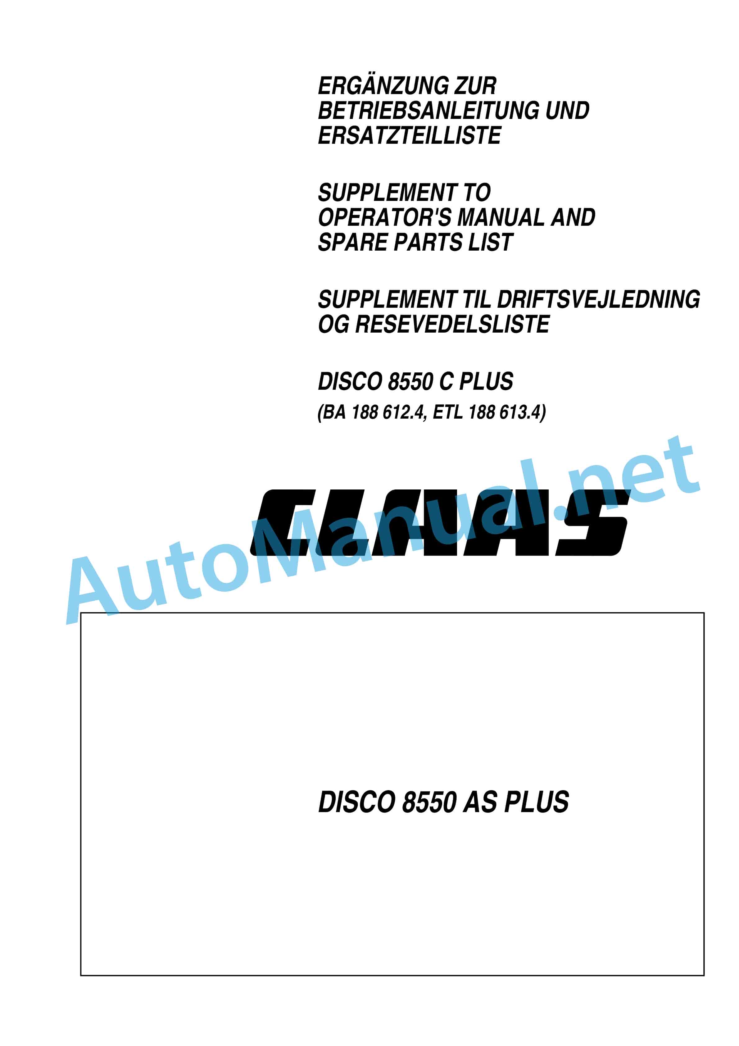Claas DISCO 8550 (652) Mowers Operator Manual DE 5 Claas DISCO 8550 (652) Mowers Operator Manual DE - Image 5