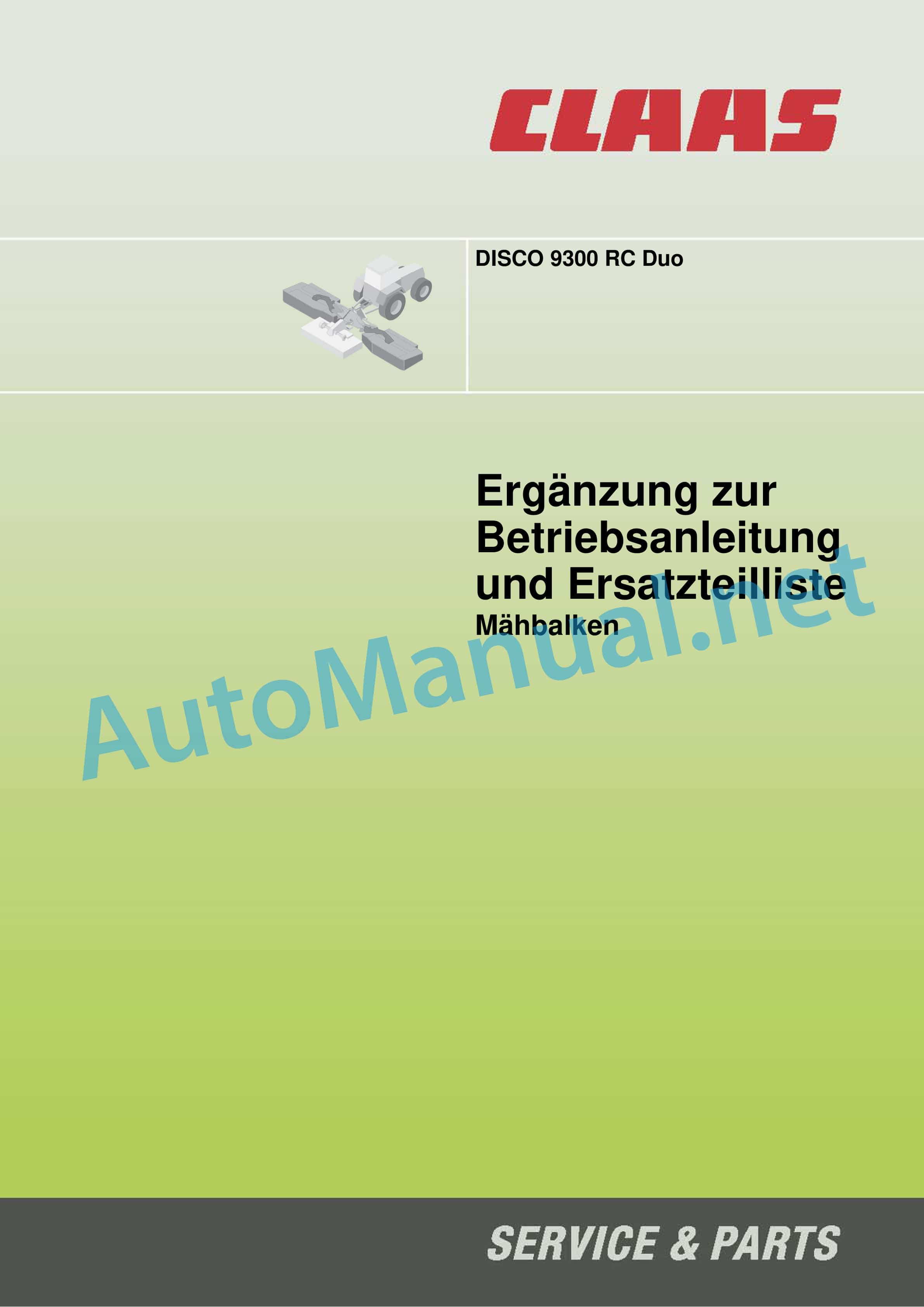 Claas DISCO 9300 C DUO (F59) Mowers Operator Manual DE 4 Claas DISCO 9300 C DUO (F59) Mowers Operator Manual DE - Image 4
