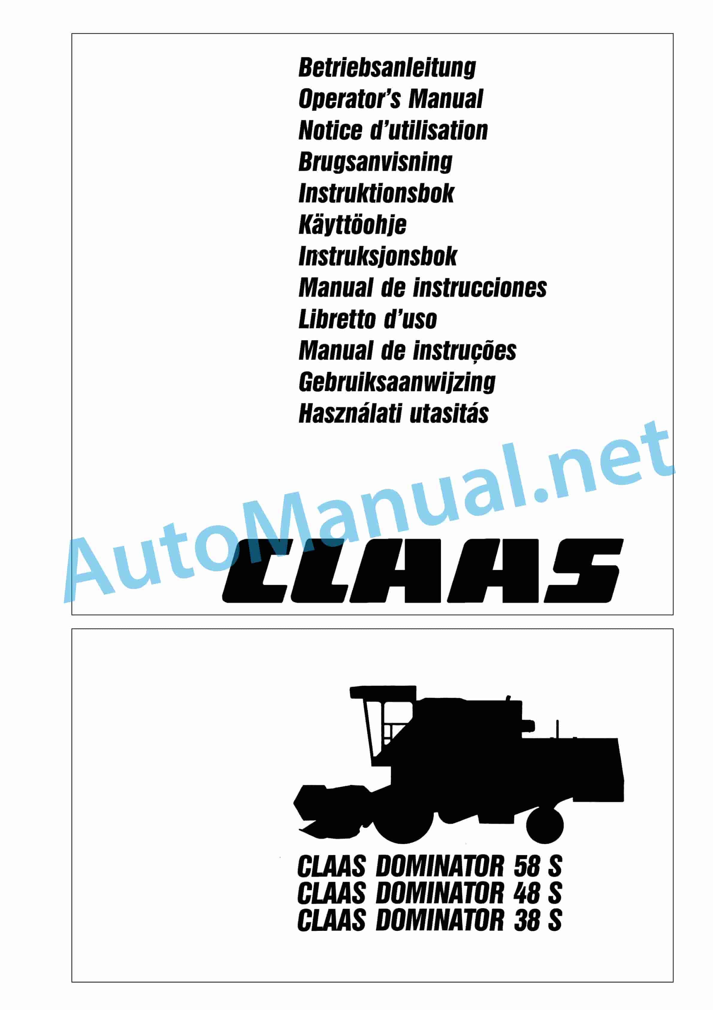 Claas DOMINATOR 48 S (153) Combine Operator Manual DE