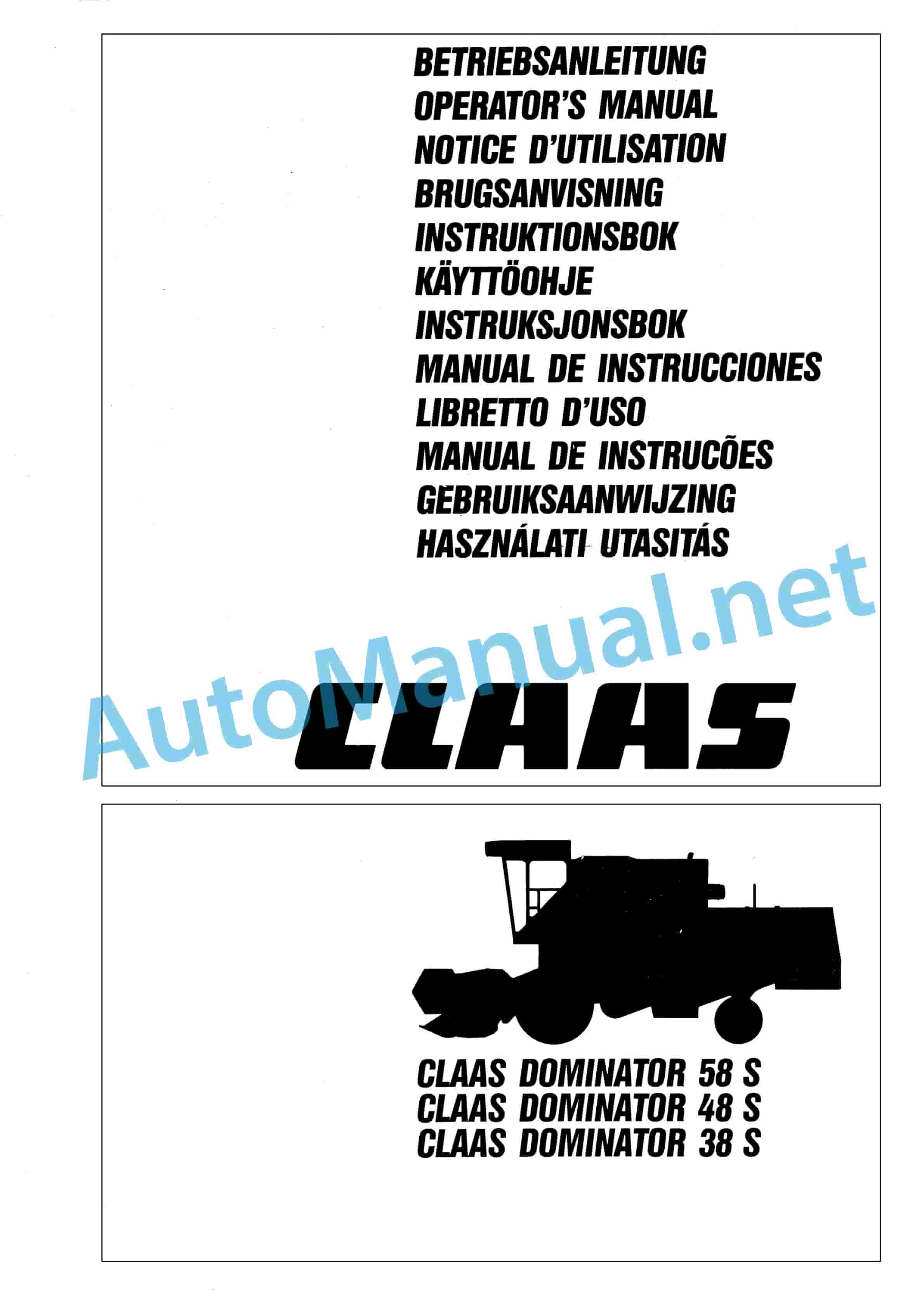 Claas DOMINATOR 58 S 48 S (154) Combine Operator Manual PL