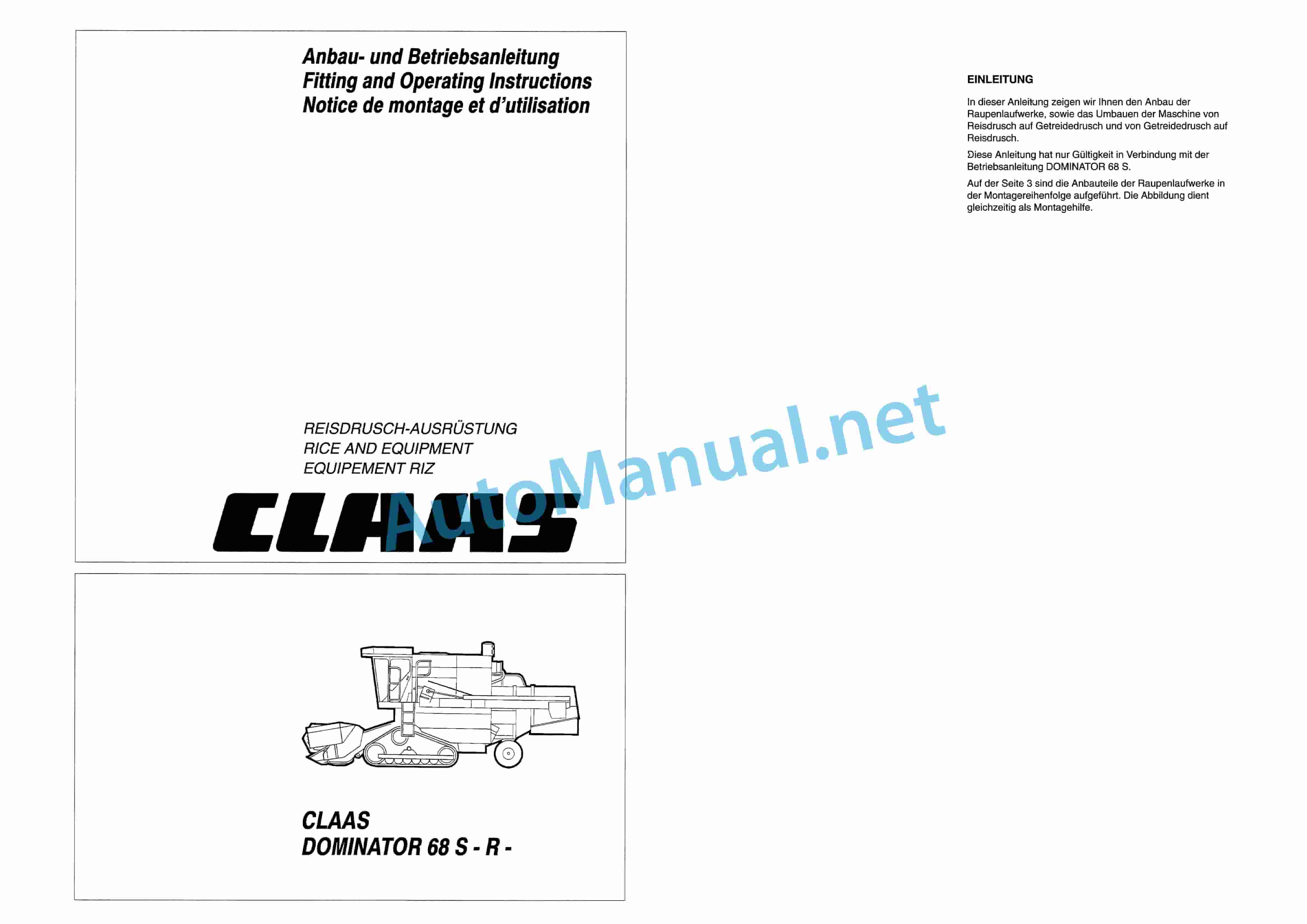 Claas DOMINATOR 68 S R (155) Combine Operator Manual PL