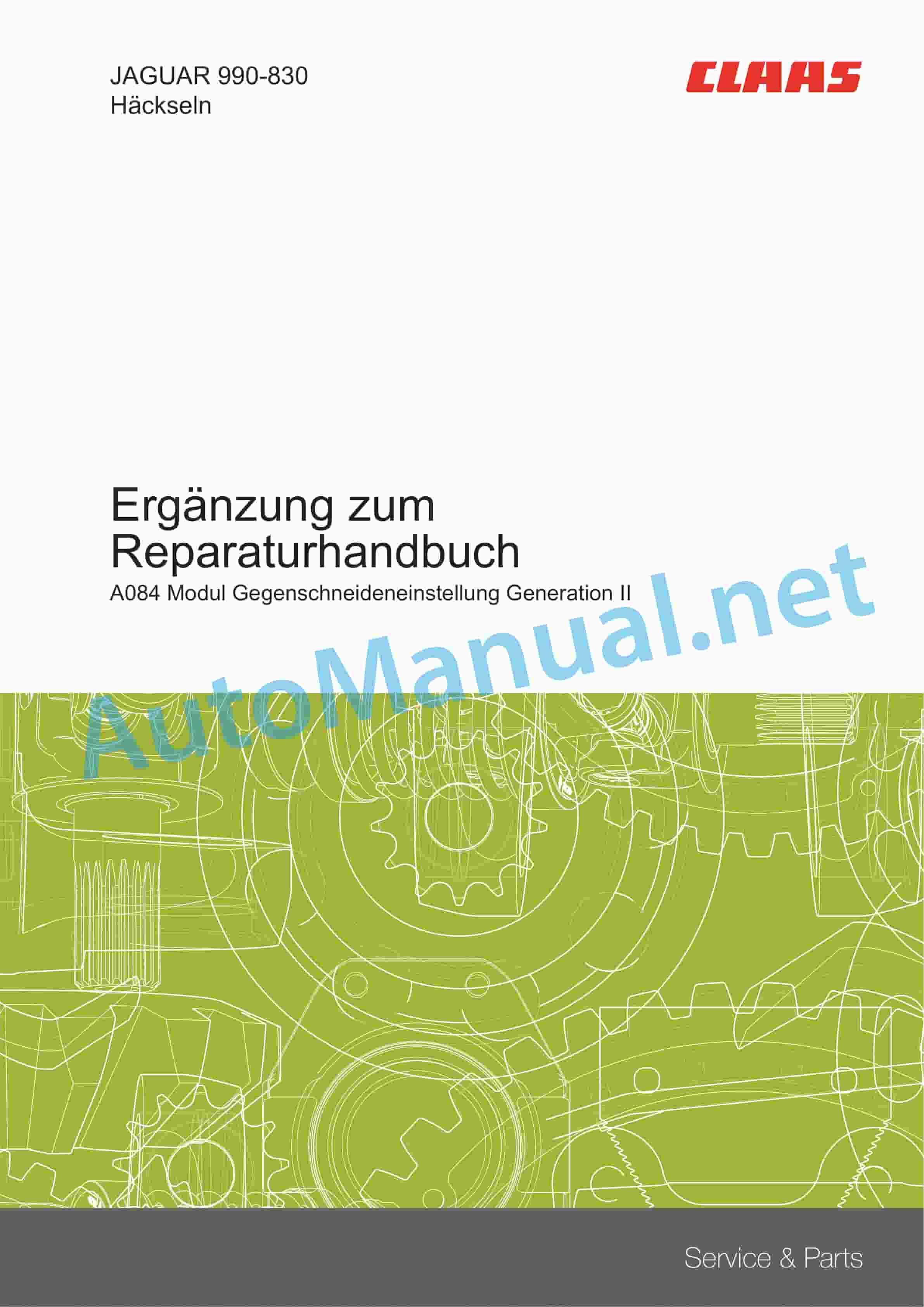 Claas JAGUAR 690 SL (188) Forage Harvesters Repair Manual DE 1 Claas JAGUAR 690 SL (188) Forage Harvesters Repair Manual DE