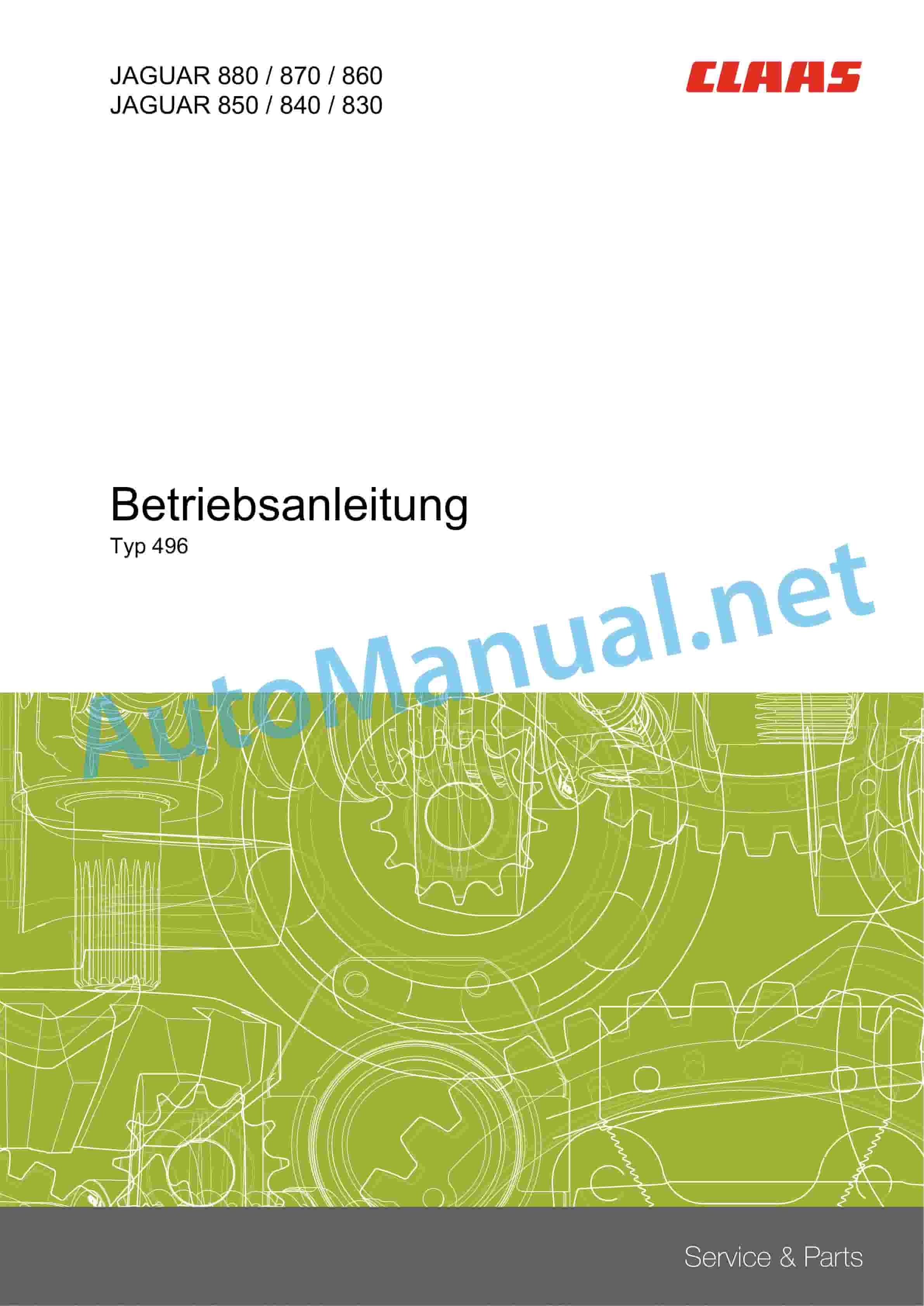 Claas JAGUAR 880-830 (496) Forage Harvesters Operator Manual DE 2 Claas JAGUAR 880-830 (496) Forage Harvesters Operator Manual DE - Image 2