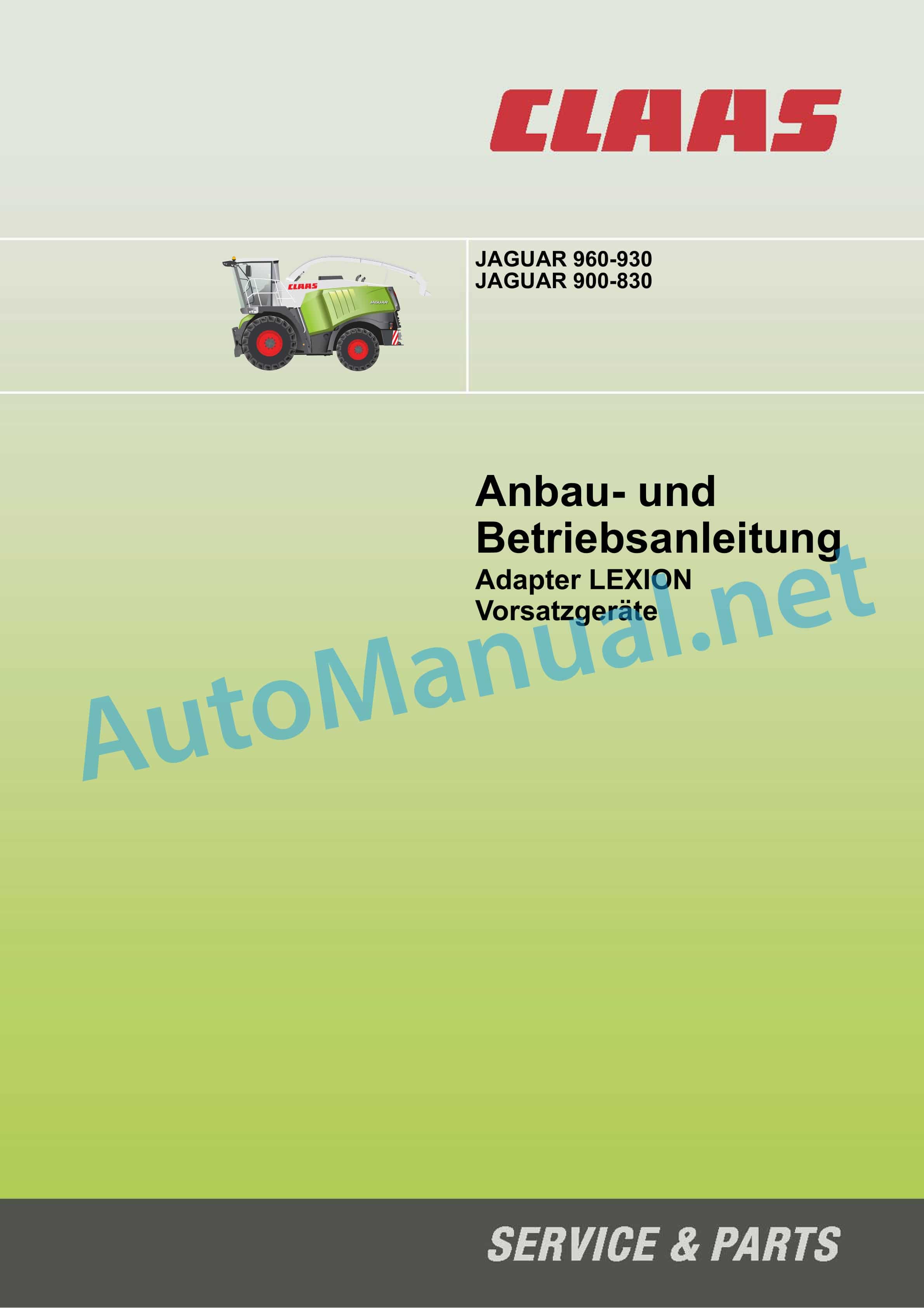 Claas JAGUAR 900-830 (492) Forage Harvesters Operator Manual DE 11 Claas JAGUAR 900-830 (492) Forage Harvesters Operator Manual DE - Image 11